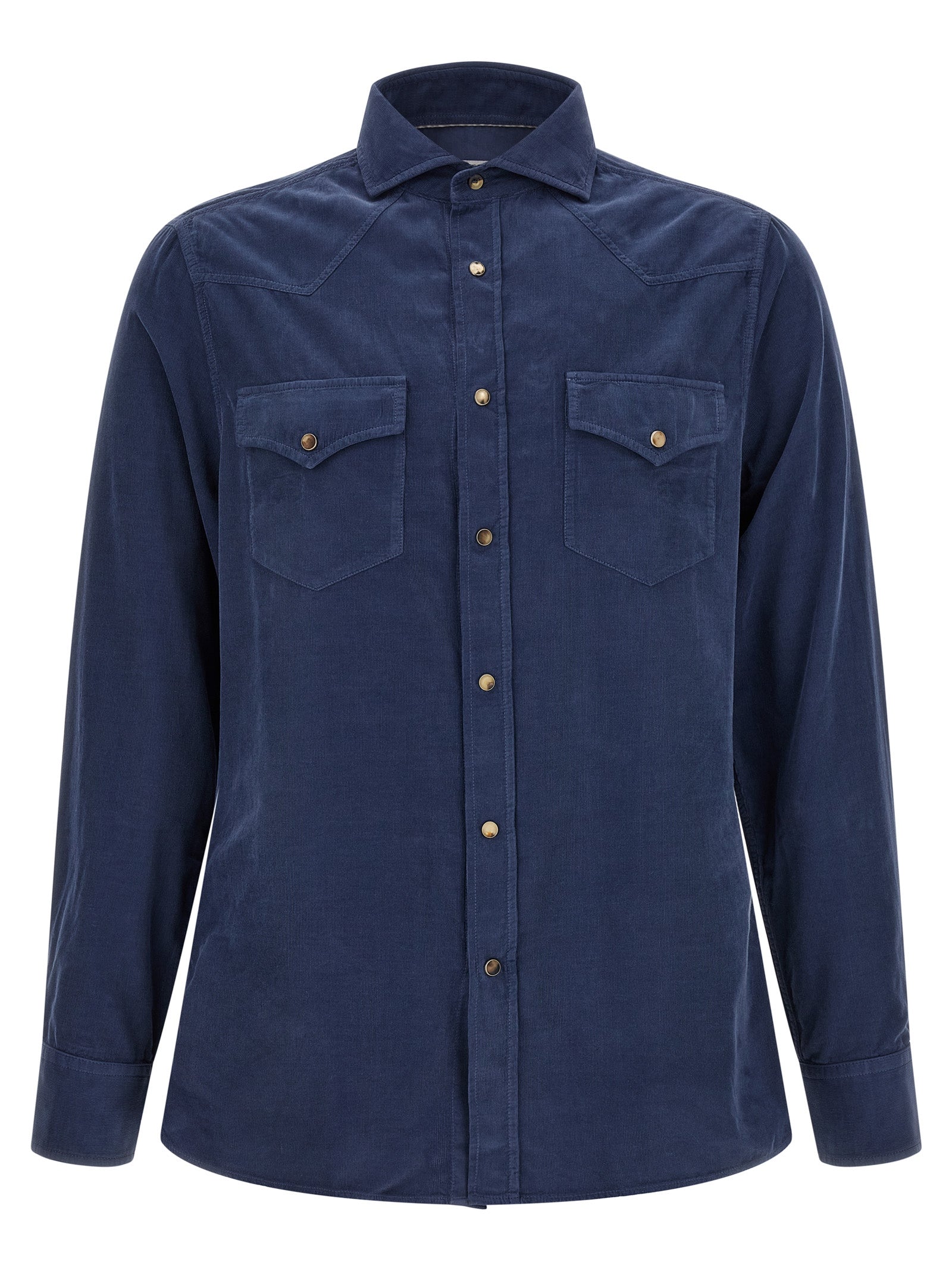 Brunello Cucinelli Blue Cotton Blouse Brunello Cucinelli