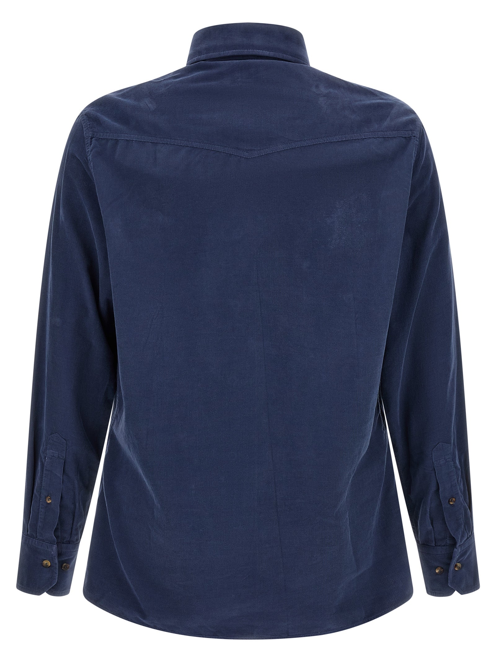 Brunello Cucinelli Blue Cotton Blouse Brunello Cucinelli