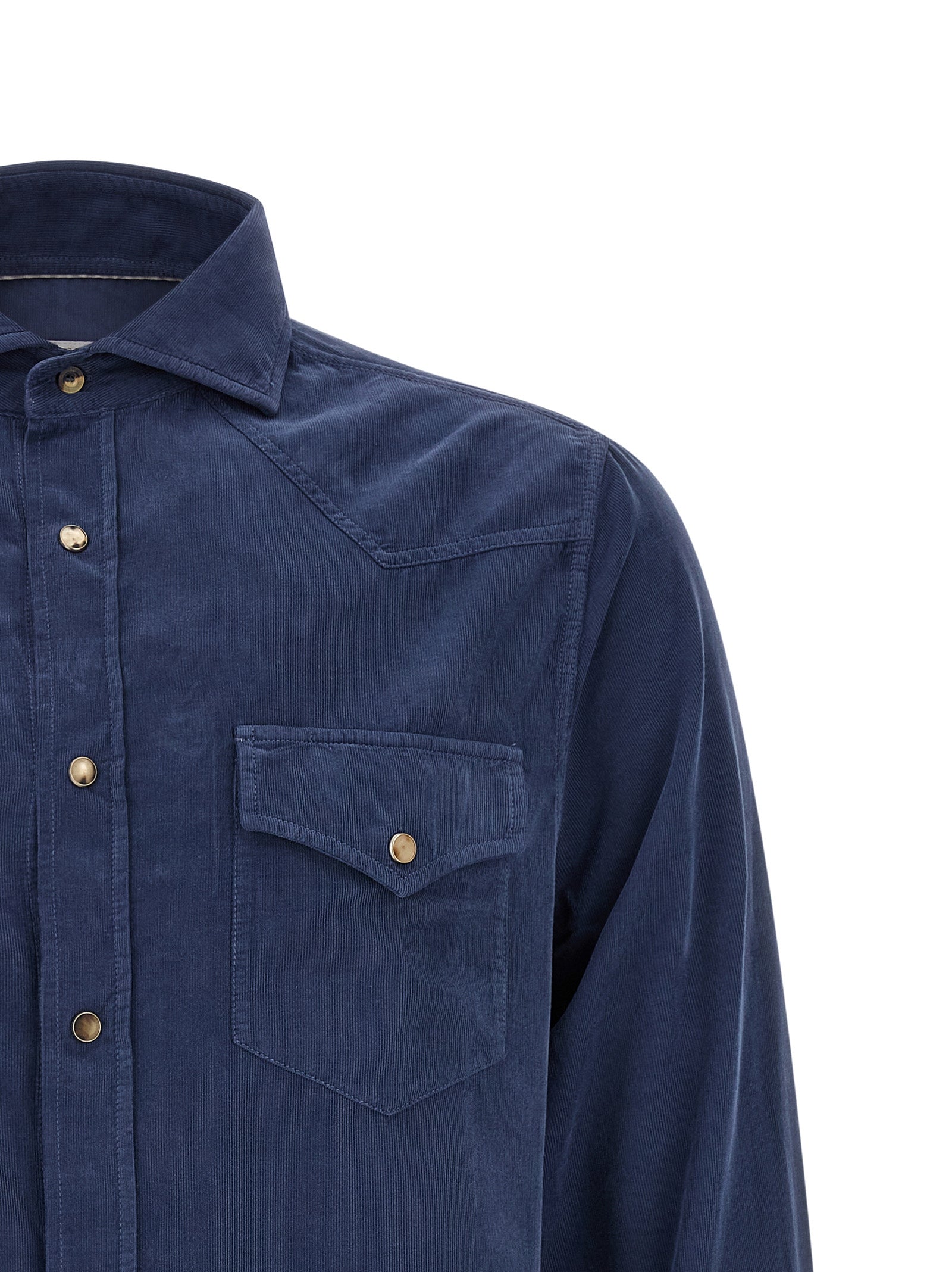 Brunello Cucinelli Blue Cotton Blouse Brunello Cucinelli