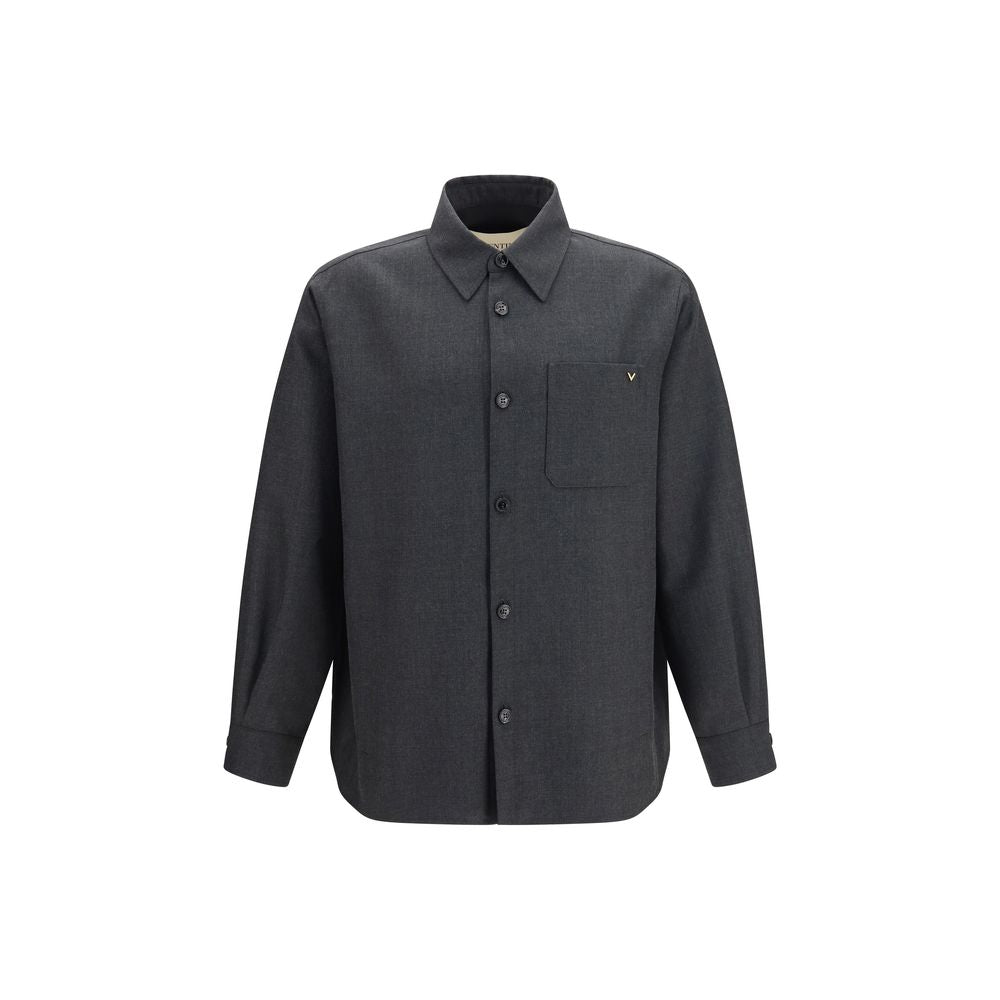 Valentino Garavani Gray Polyester Full-Length Jacket Valentino Garavani