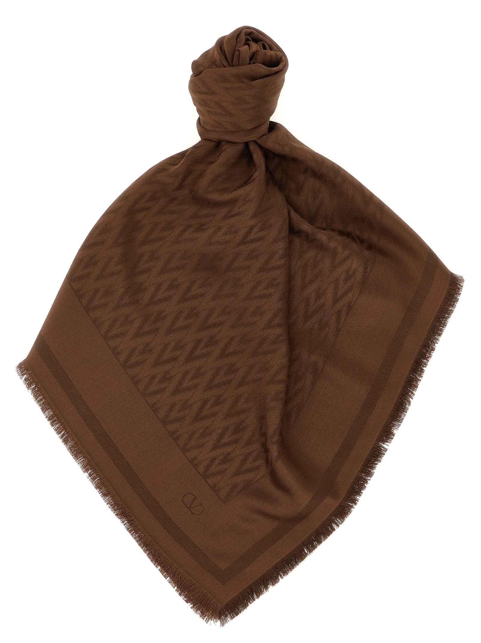 Valentino Garavani Brown Silk Scarf Valentino Garavani