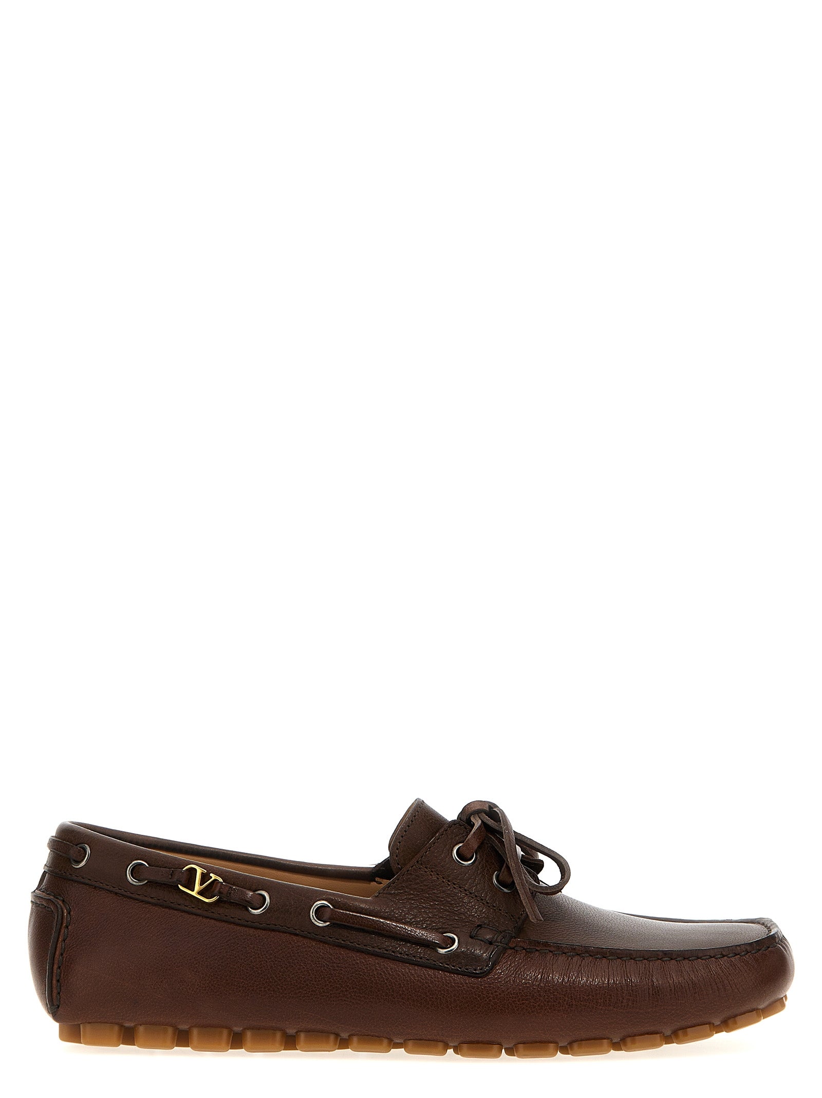 Valentino Garavani Brown Buffalo Leather Slip-On Loafers Valentino Garavani