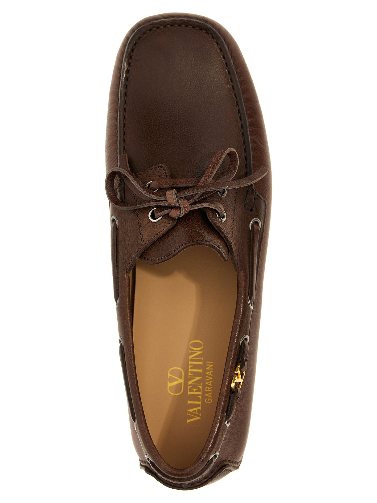 Valentino Garavani Brown Buffalo Leather Slip-On Loafers Valentino Garavani