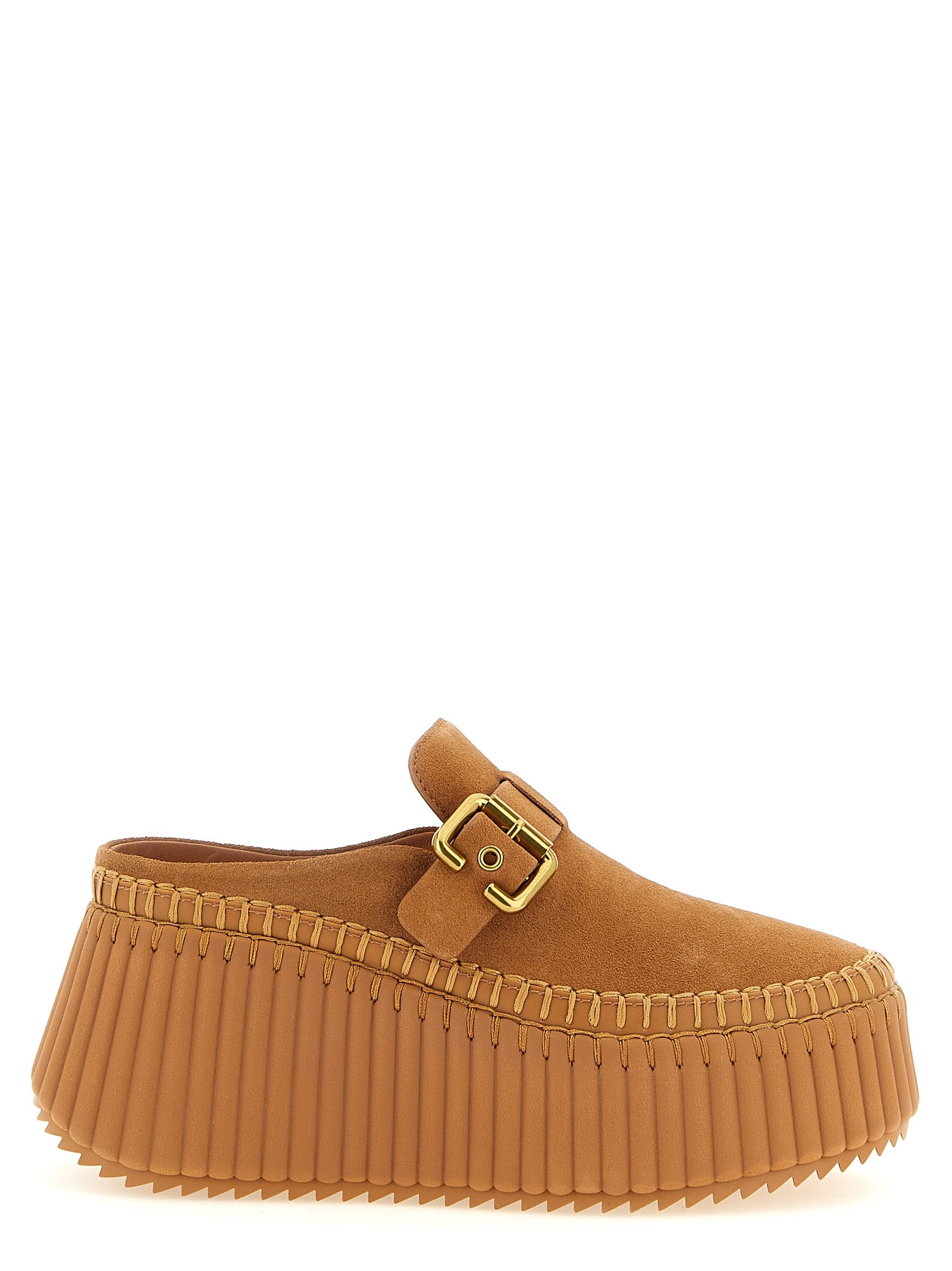 Chloé Beige Calfskin Wedge Sandals Chloé