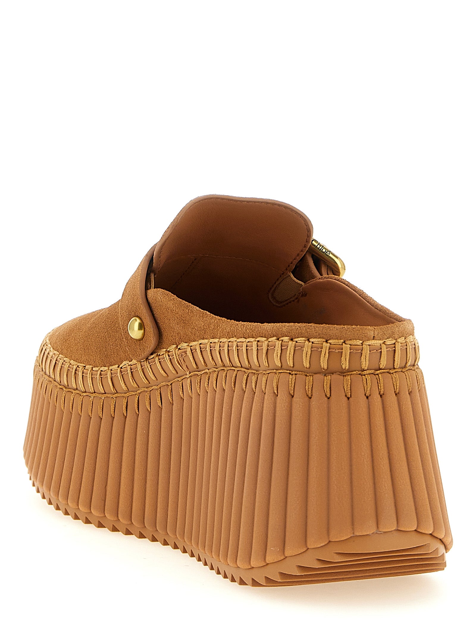 Chloé Beige Calfskin Wedge Sandals Chloé