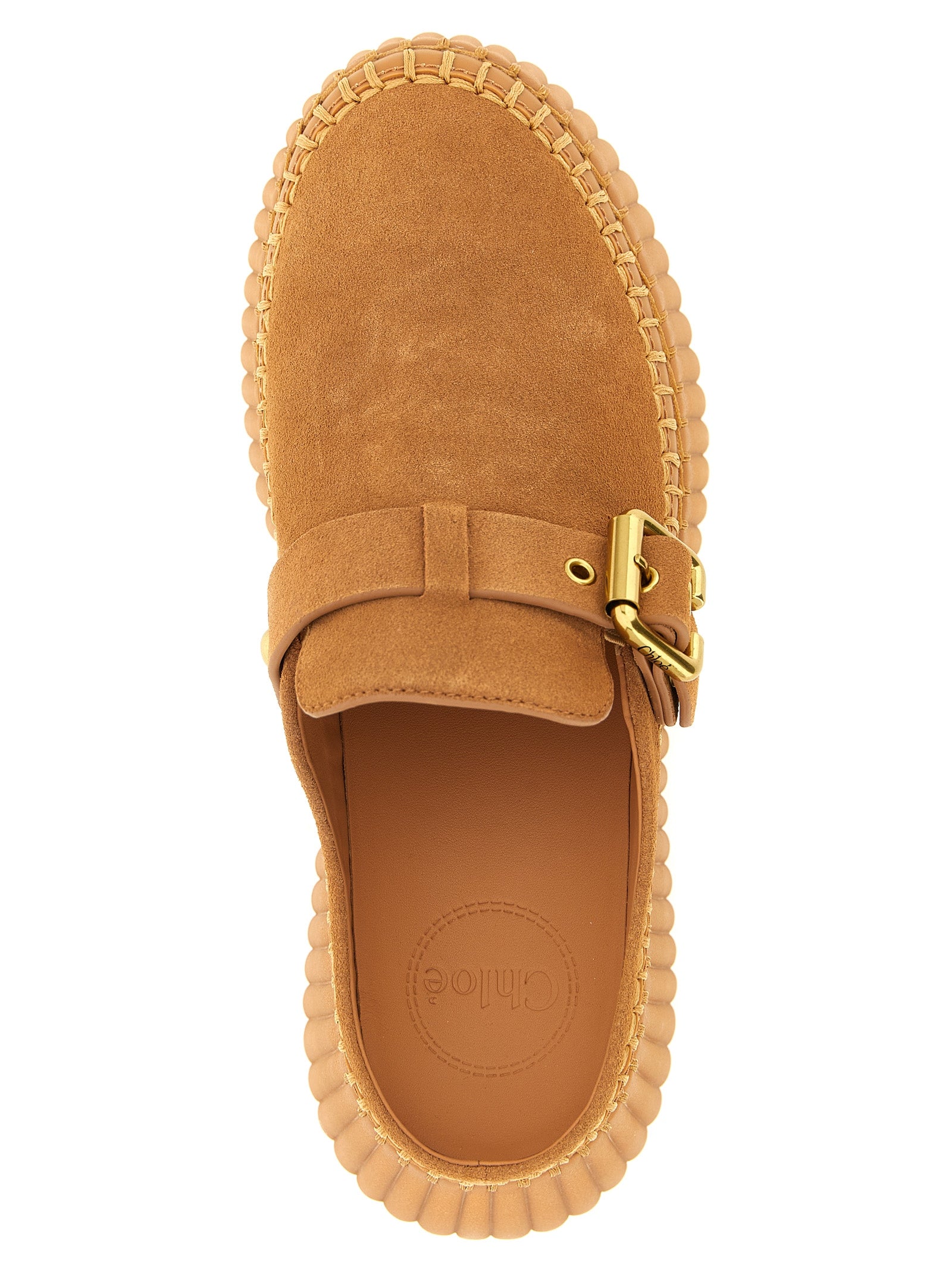 Chloé Beige Calfskin Wedge Sandals Chloé
