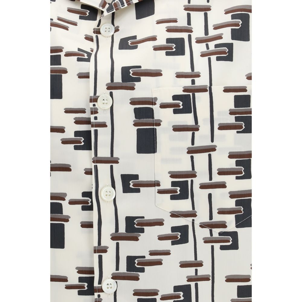 Prada Beige Cotton Pattern Shirt Prada