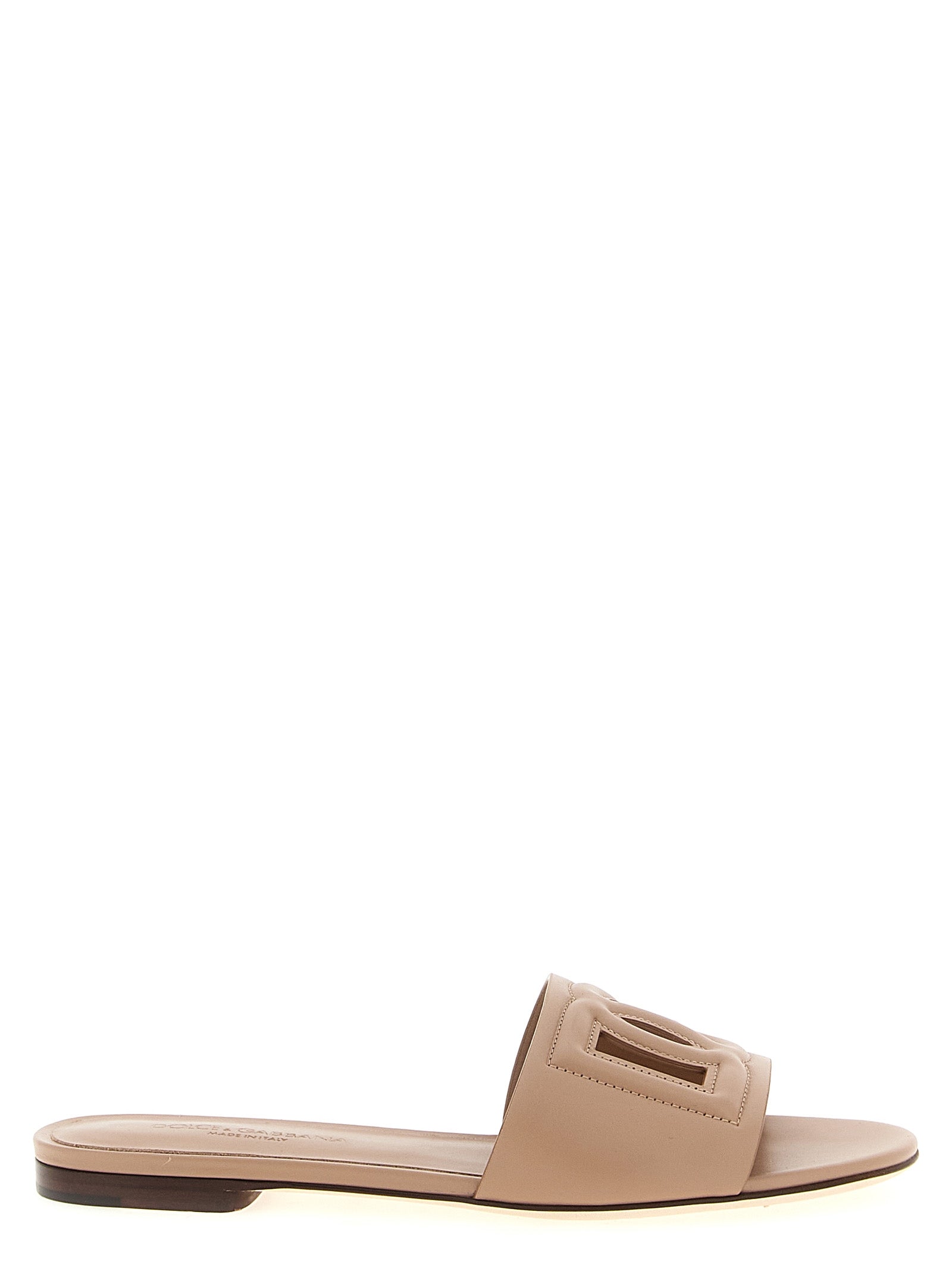 Dolce & Gabbana Beige Calfskin Slides Dolce & Gabbana