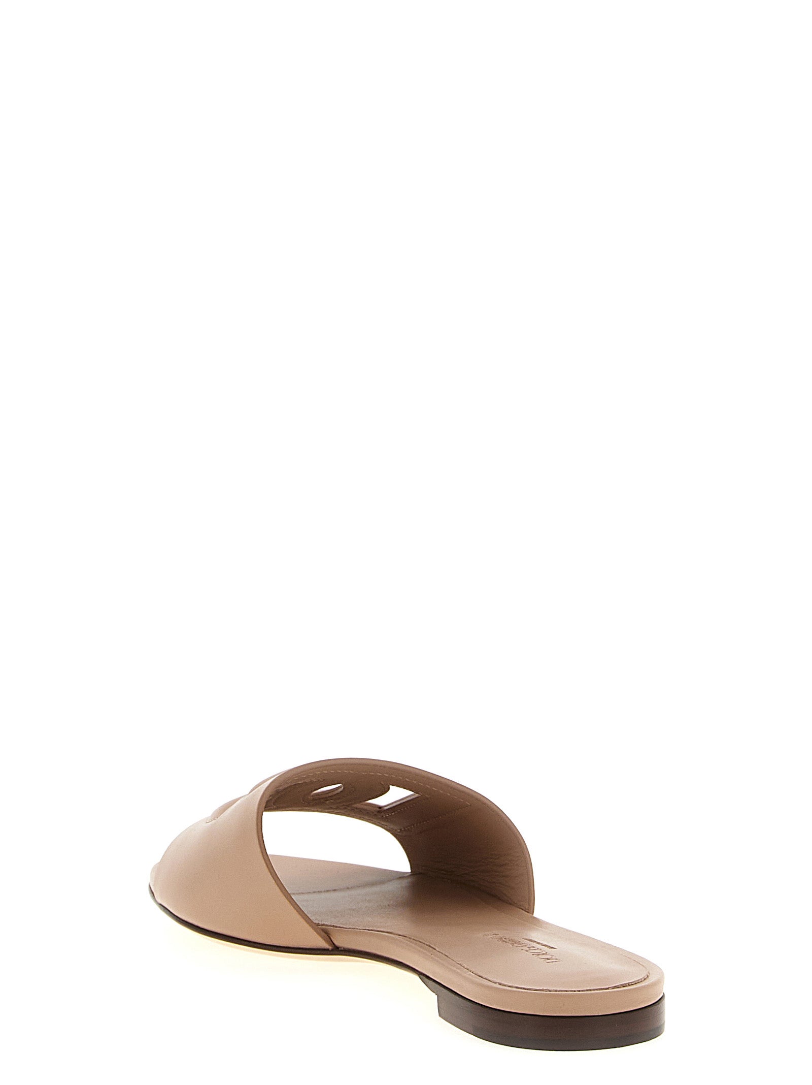Dolce & Gabbana Beige Calfskin Slides Dolce & Gabbana