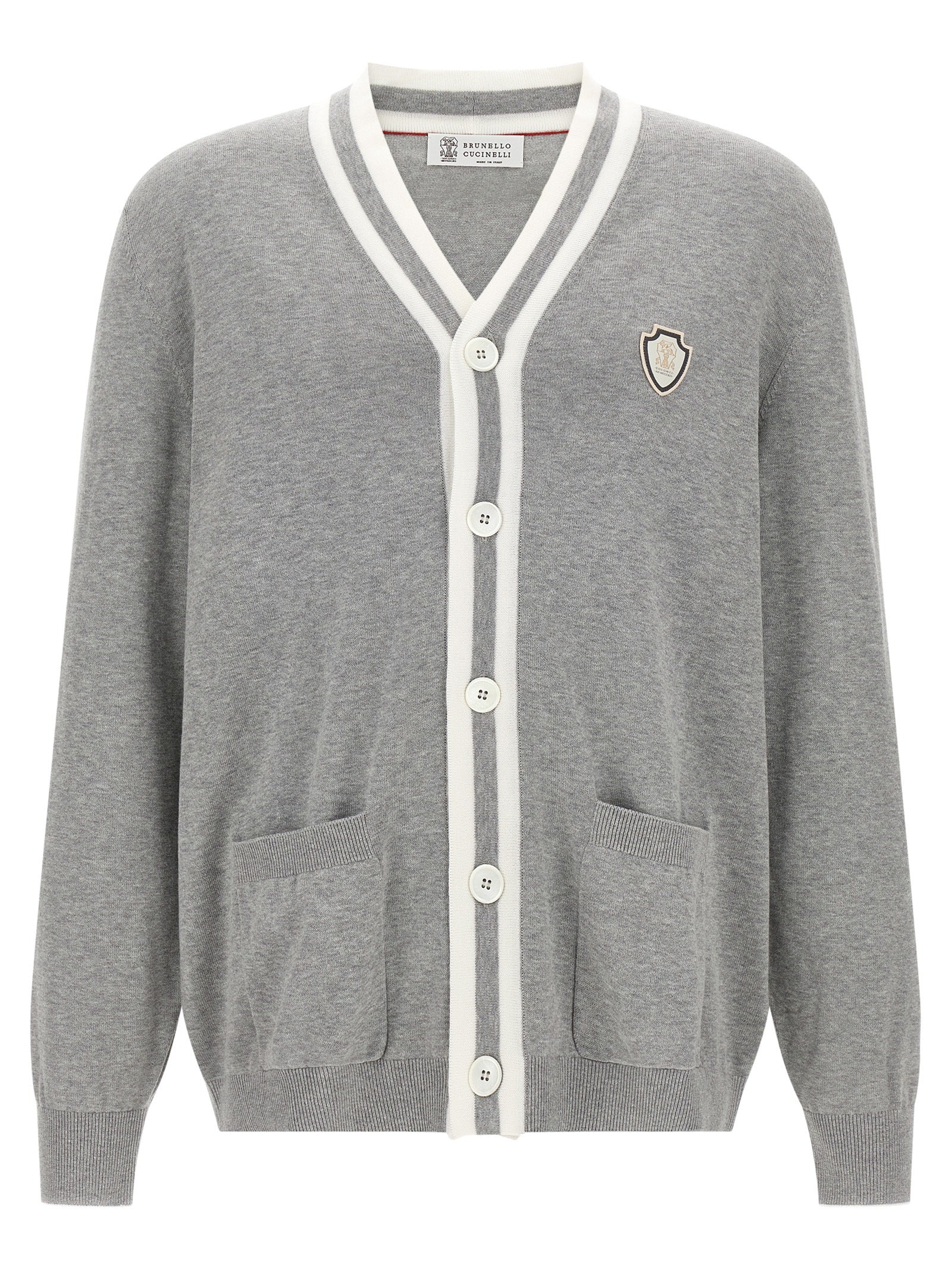 Brunello Cucinelli Gray Cotton Cardigan Brunello Cucinelli