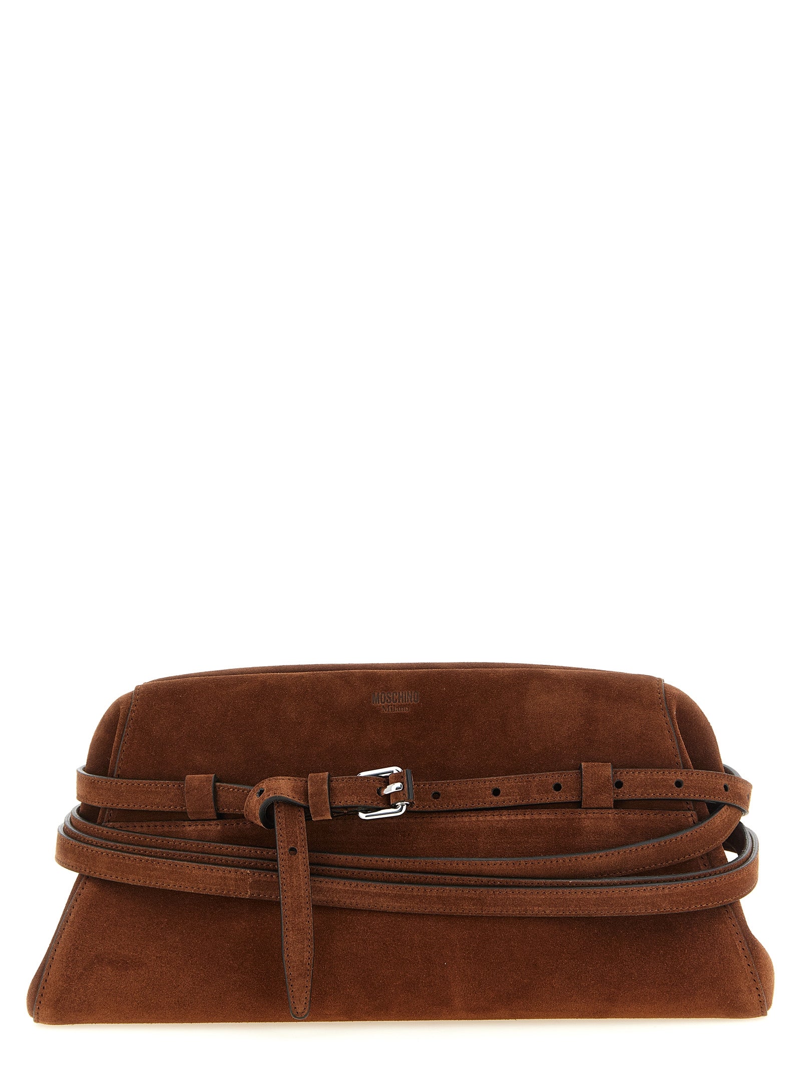 Moschino Brown Calfskin Clutch Bag Moschino