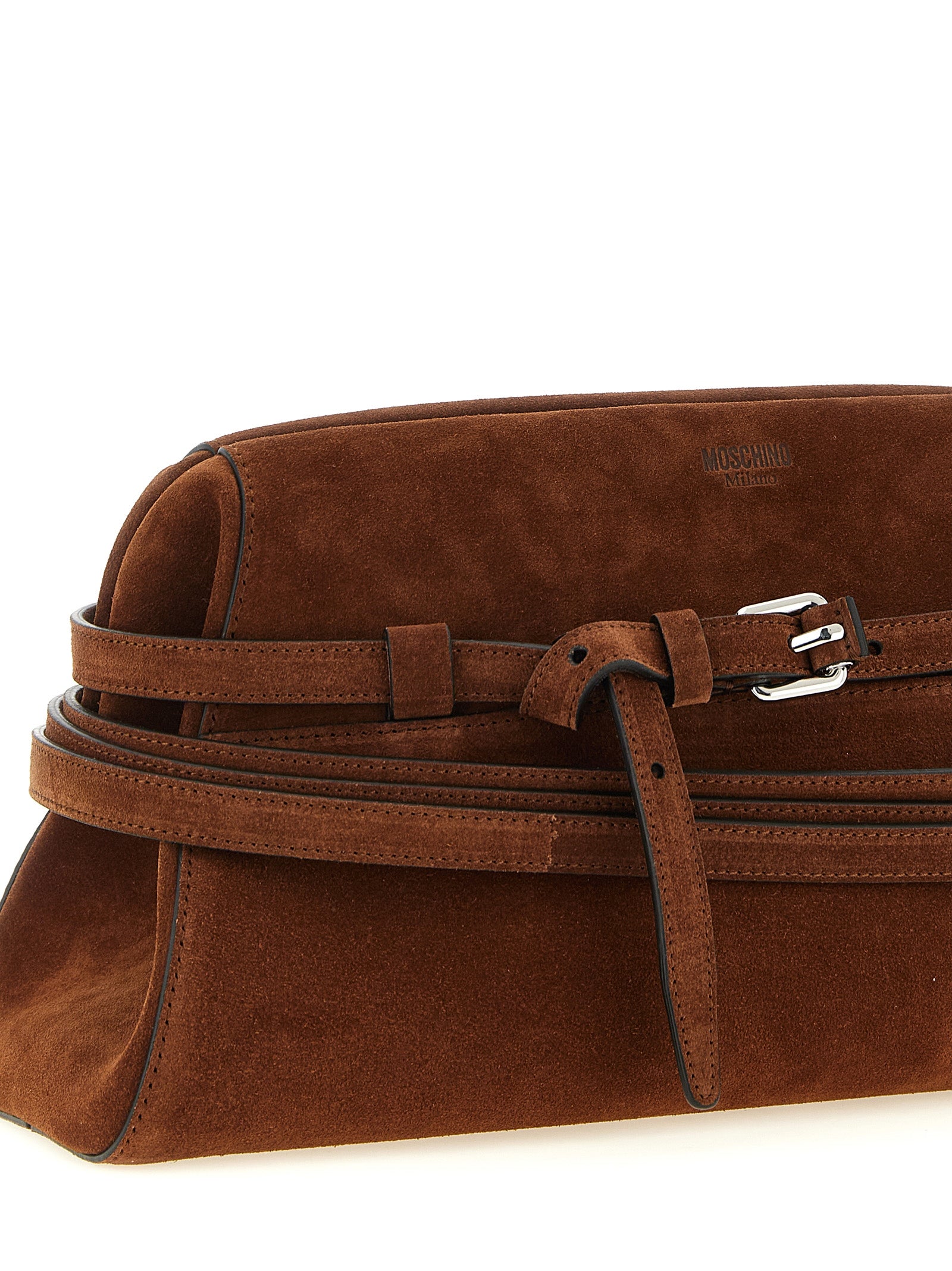 Moschino Brown Calfskin Clutch Bag Moschino