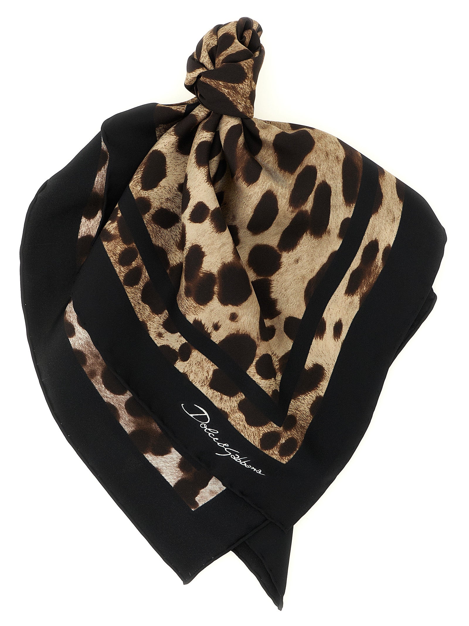 Dolce & Gabbana Brown Silk Scarf Dolce & Gabbana