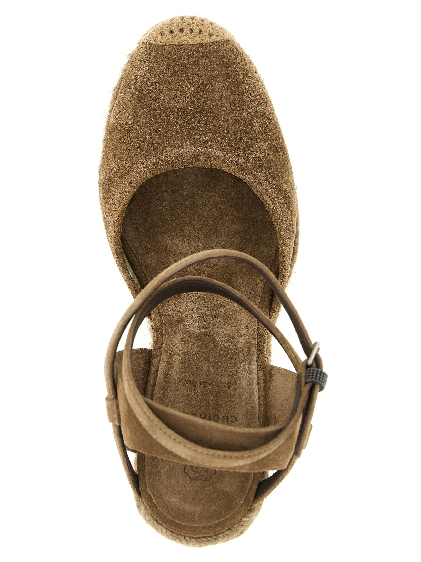 Brunello Cucinelli Brown Calfskin Wedge Sandals Brunello Cucinelli
