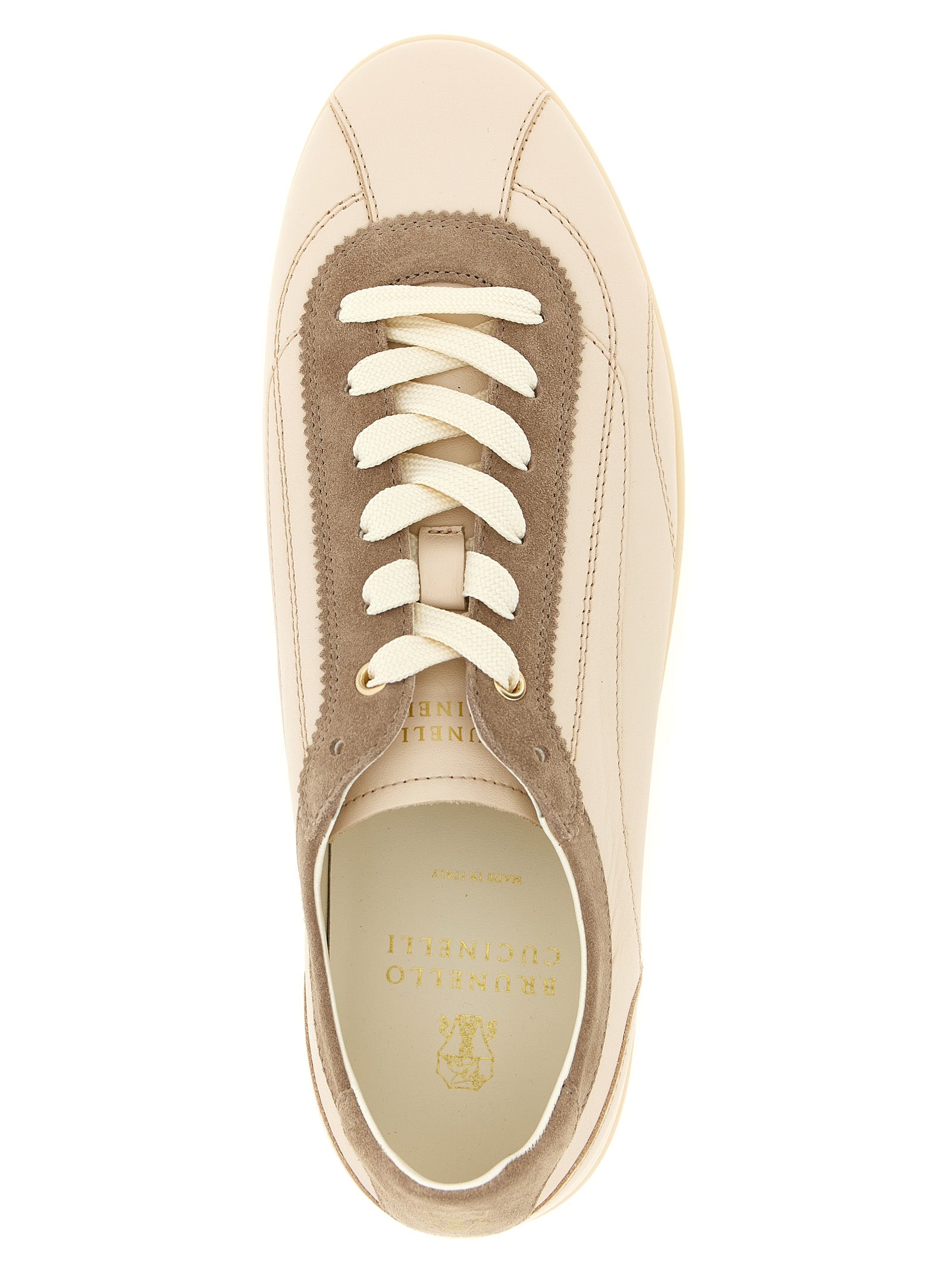 Brunello Cucinelli Beige Calfskin Low Top Sneakers Brunello Cucinelli