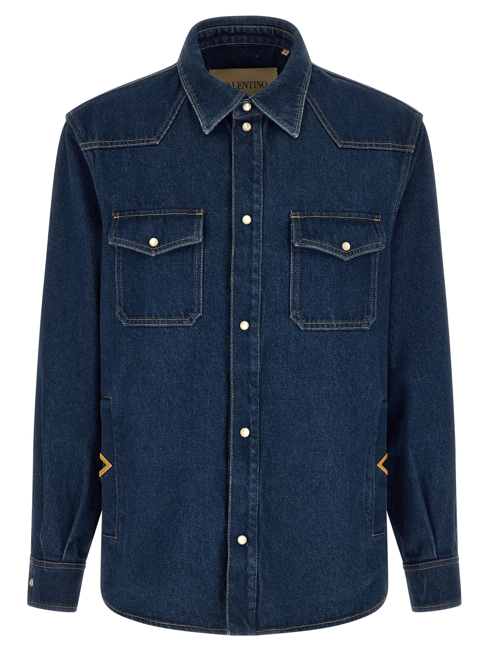 Valentino Garavani Blue Cotton Blouse Valentino Garavani