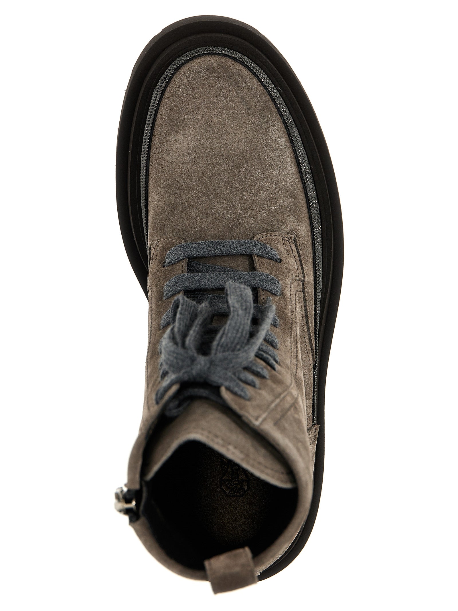 Brunello Cucinelli Gray Leather Ankle Boots Brunello Cucinelli