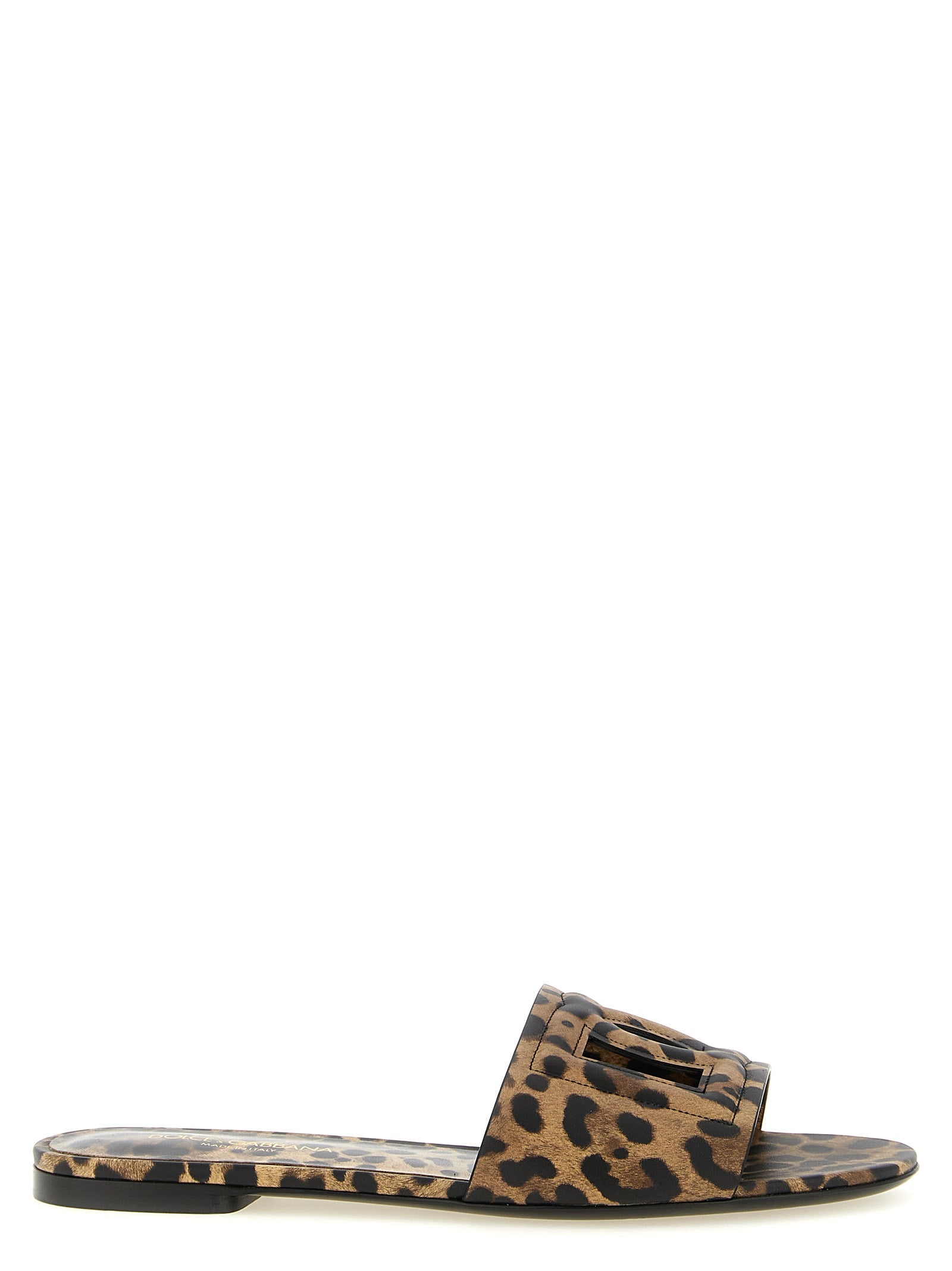 Dolce & Gabbana Brown Calfskin Slides Dolce & Gabbana
