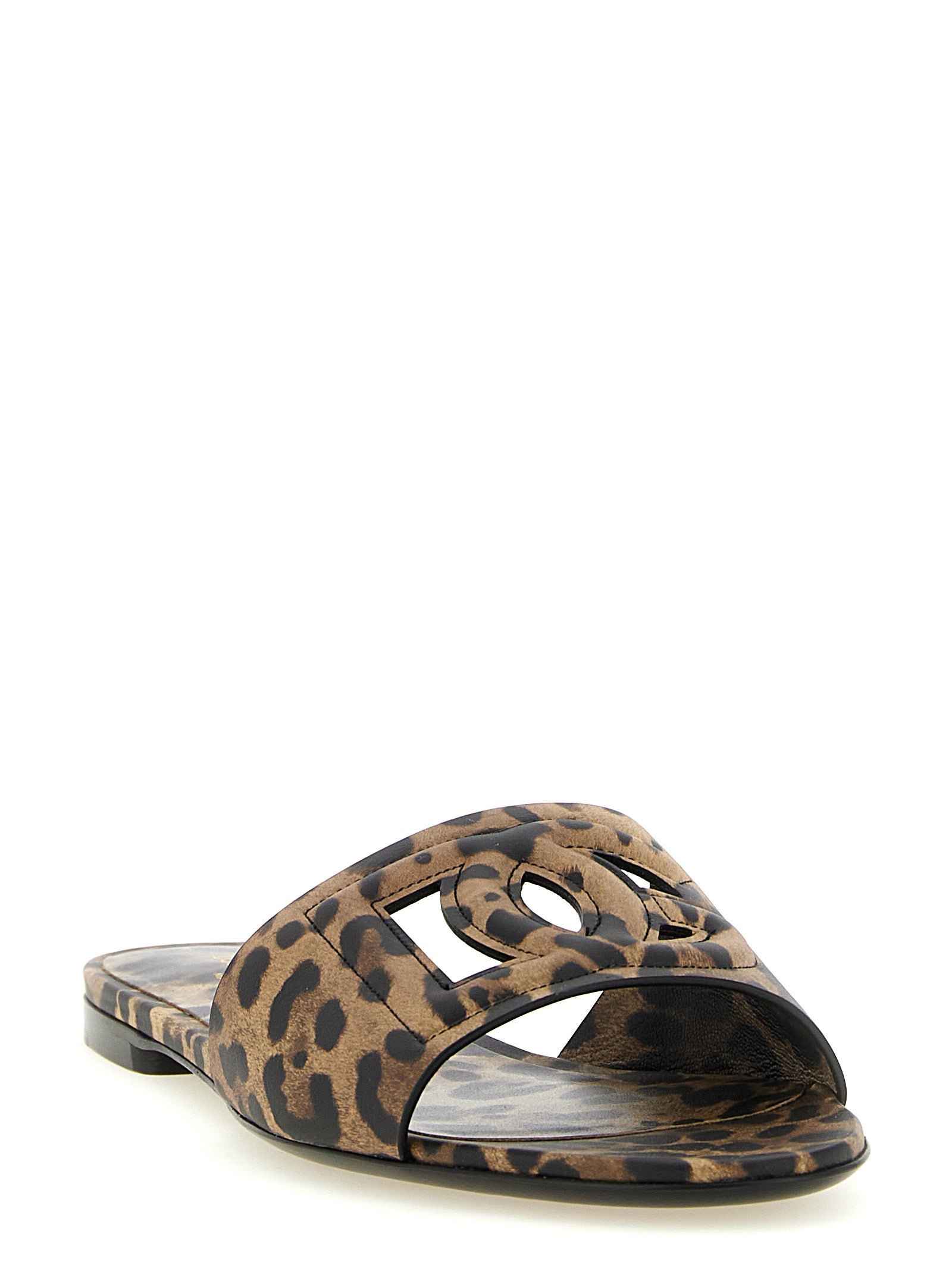 Dolce & Gabbana Brown Calfskin Slides Dolce & Gabbana