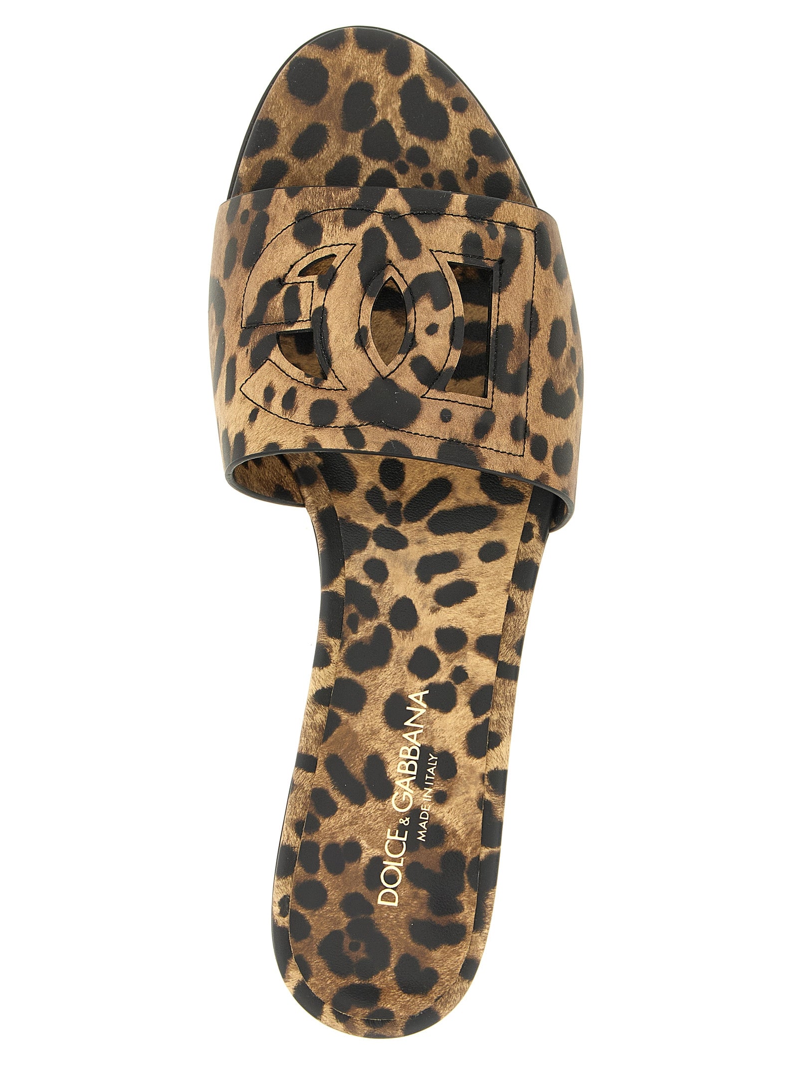 Dolce & Gabbana Brown Calfskin Slides Dolce & Gabbana
