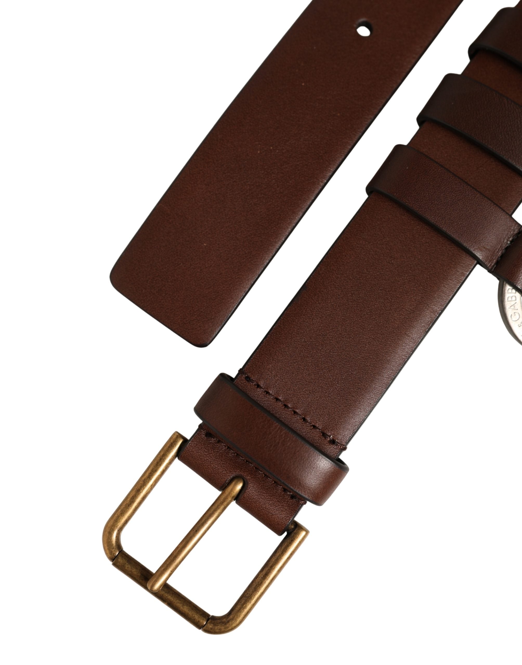 Dolce & Gabbana Men Brown Leather Gold Buckle Carabine Belt Dolce & Gabbana