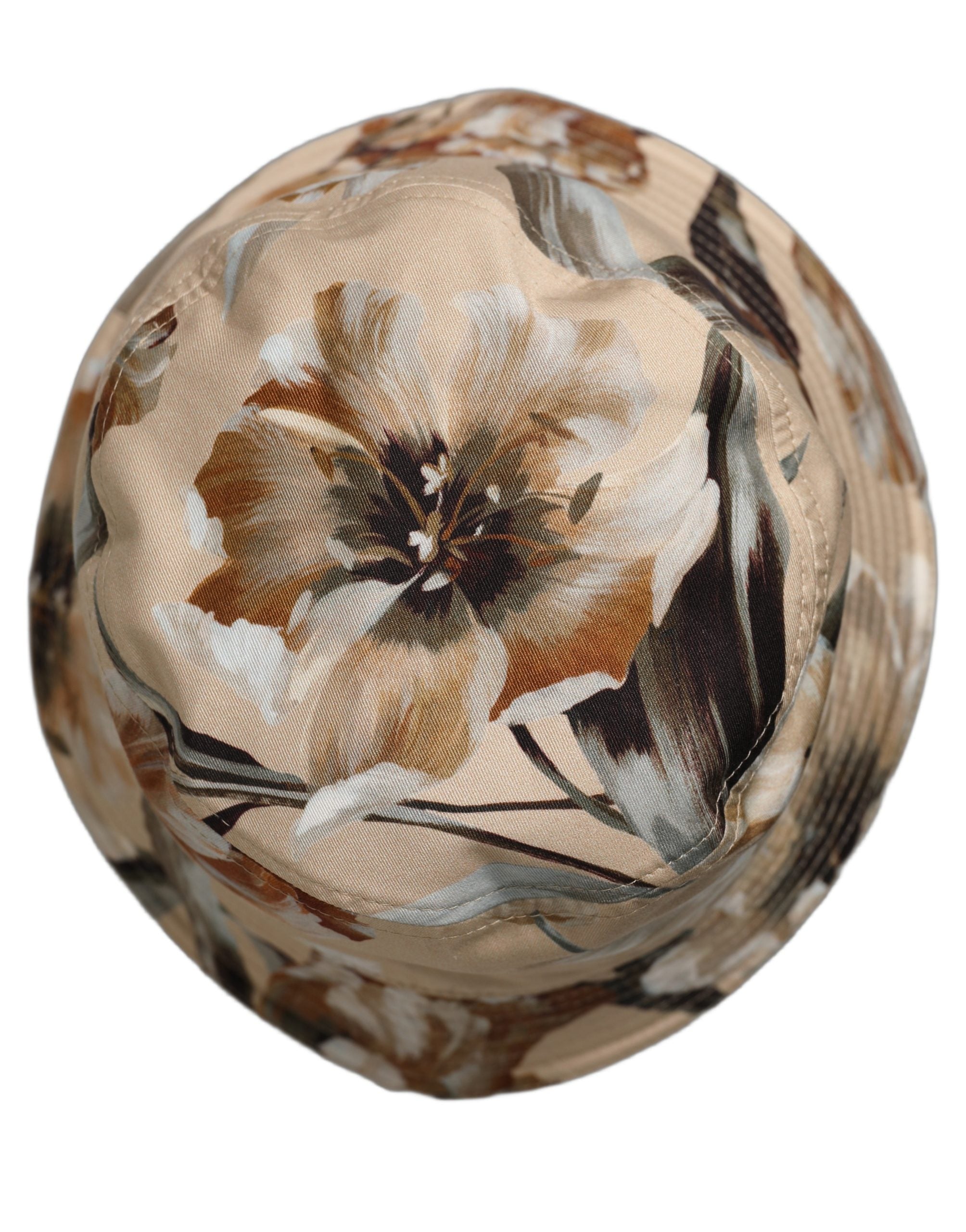 Dolce & Gabbana Men Beige Floral Wide Brim Bucket Capello Hat Dolce & Gabbana