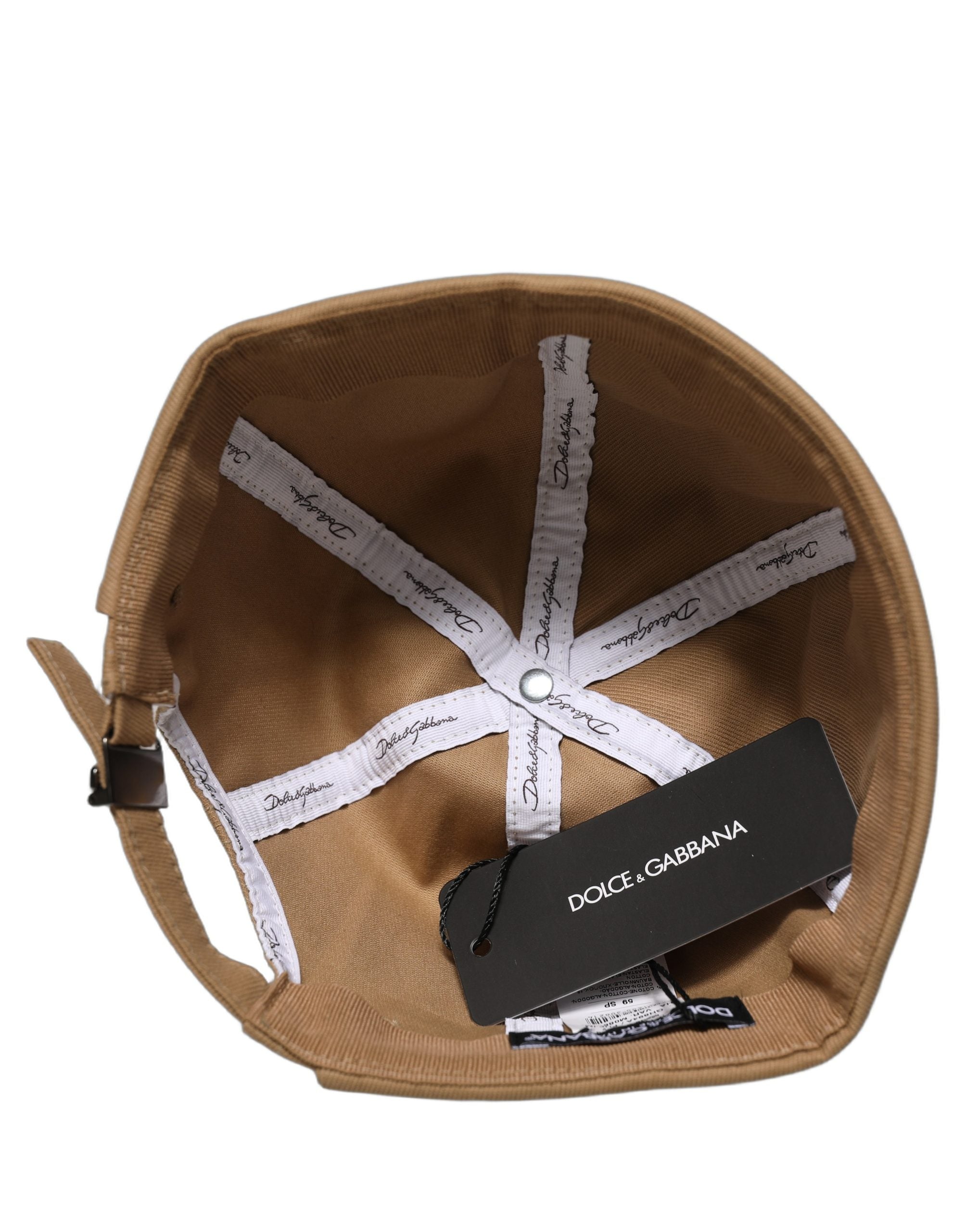 Dolce & Gabbana Men Khaki Cotton Docker Capello Brimless Hat Dolce & Gabbana