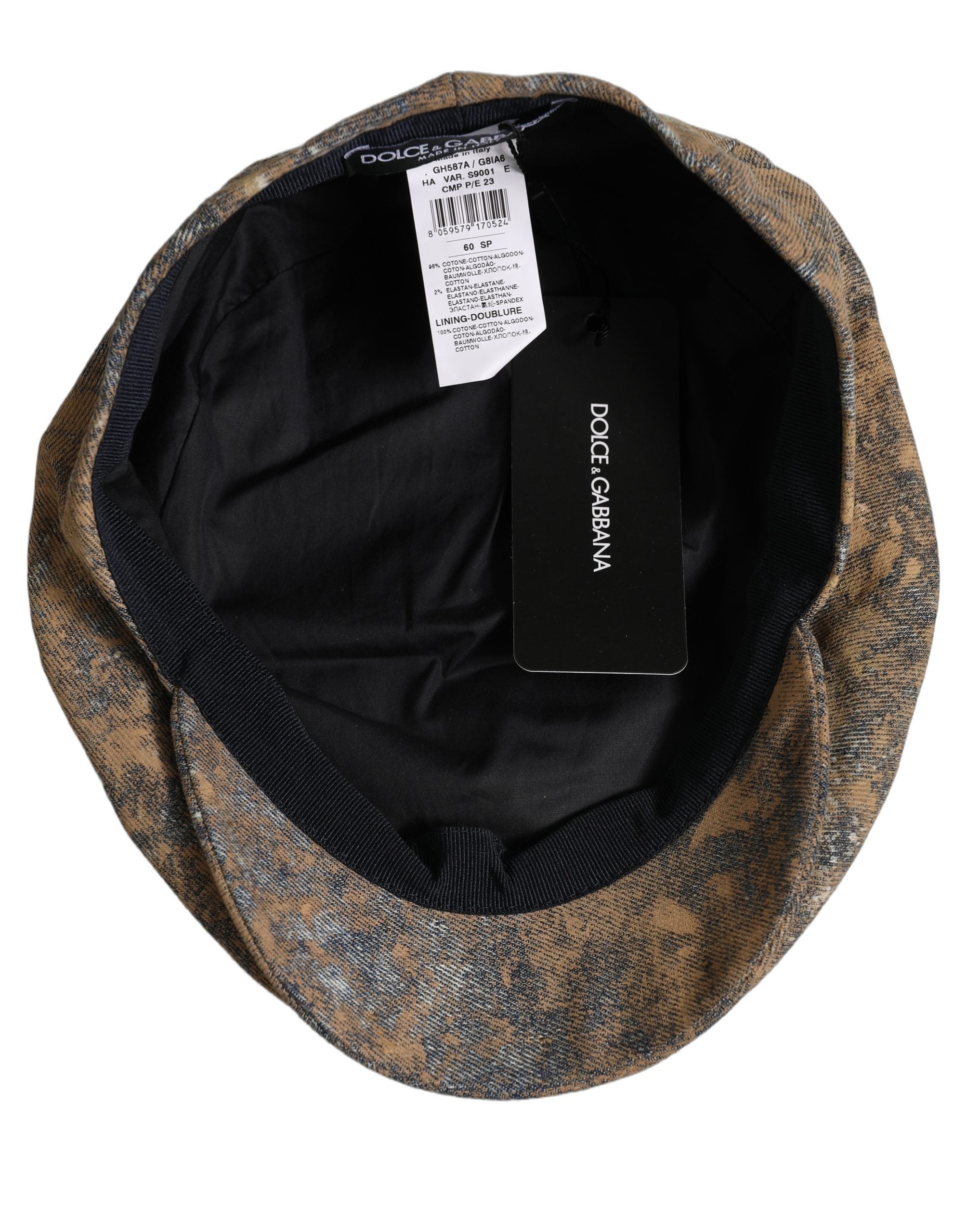 Dolce & Gabbana Men Brown Cotton Newsboy Capello Cabbie Hat Dolce & Gabbana