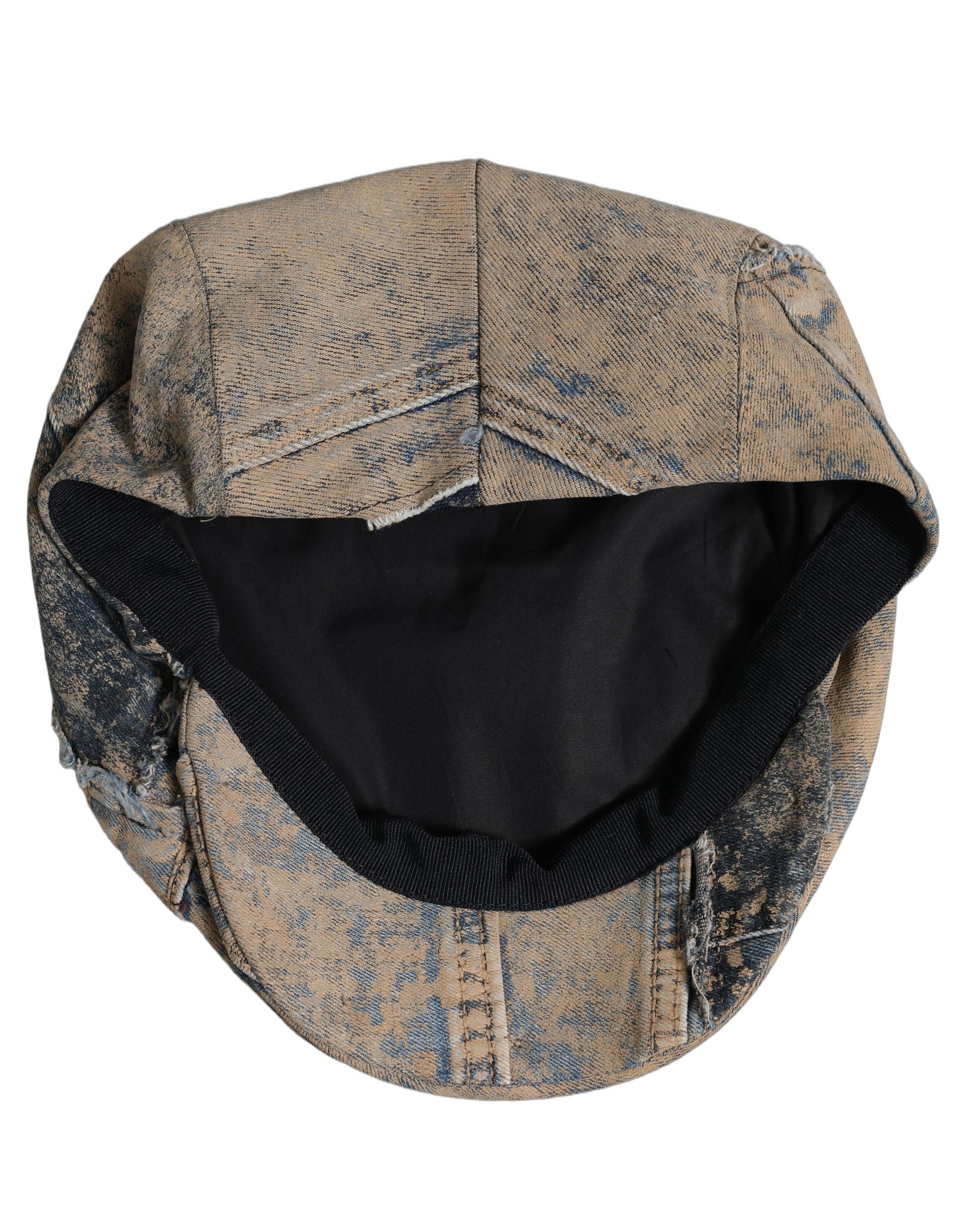 Dolce & Gabbana Brown Cotton Denim Newsboy Capello Cabbie Hat Dolce & Gabbana