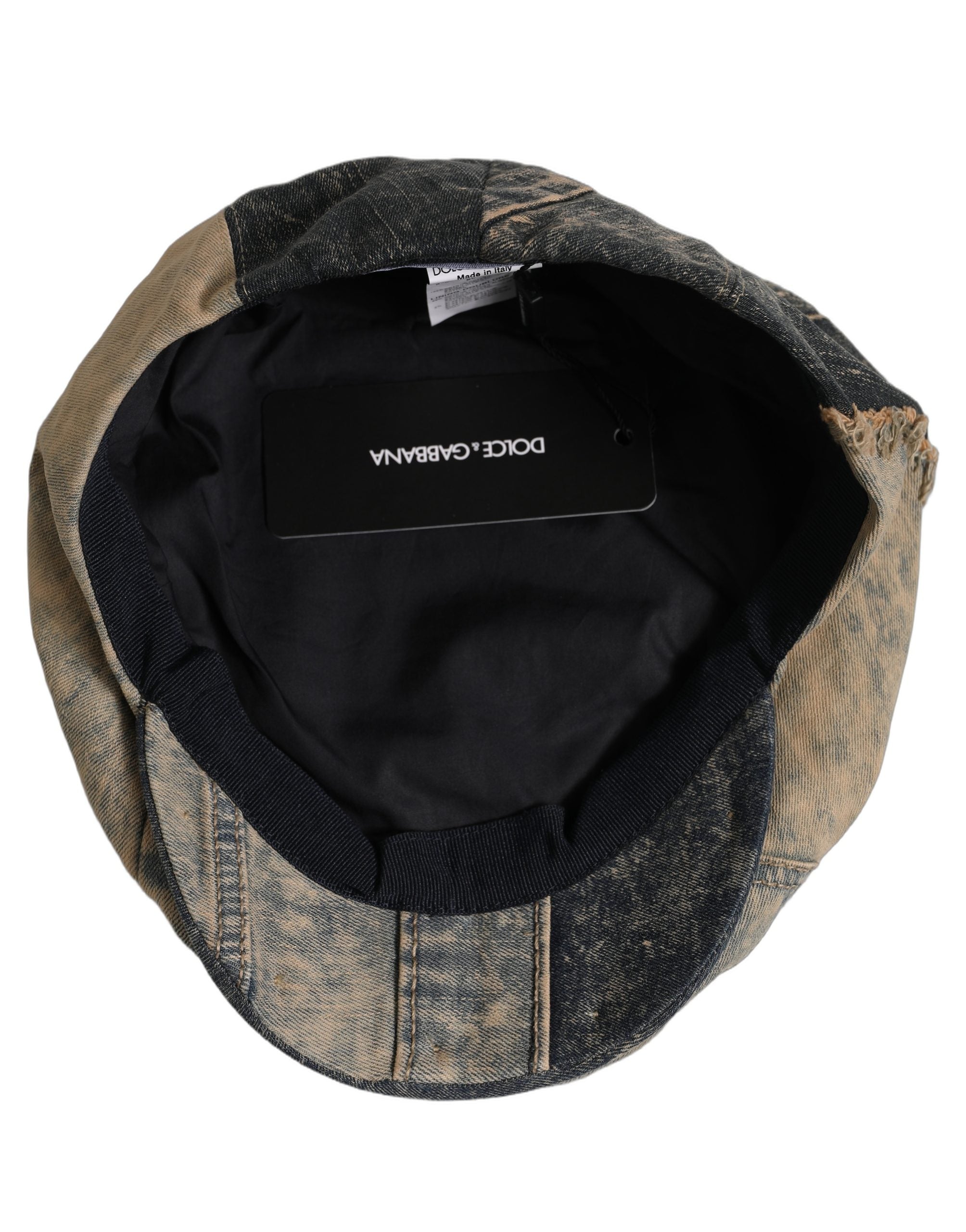 Dolce & Gabbana Brown Cotton Denim Newsboy Capello Cabbie Hat Dolce & Gabbana