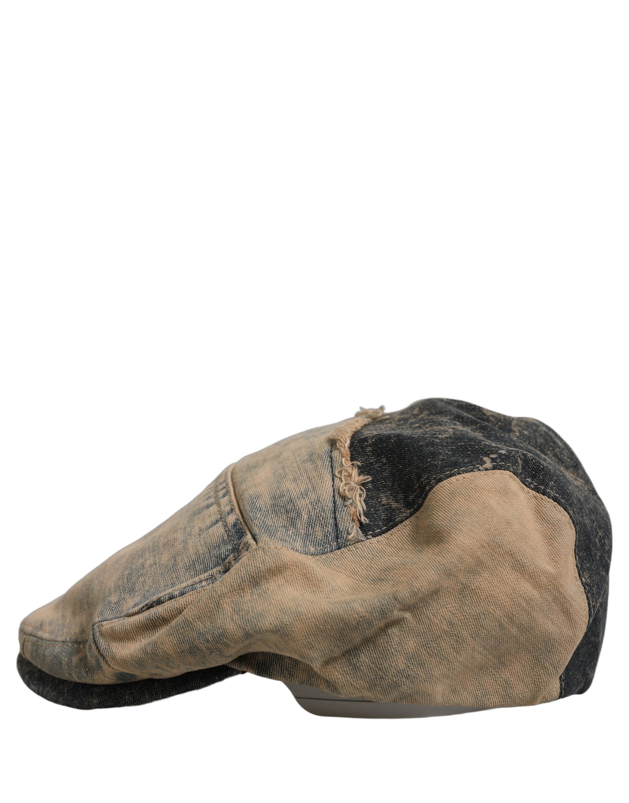 Dolce & Gabbana Brown Cotton Denim Newsboy Capello Cabbie Hat Dolce & Gabbana