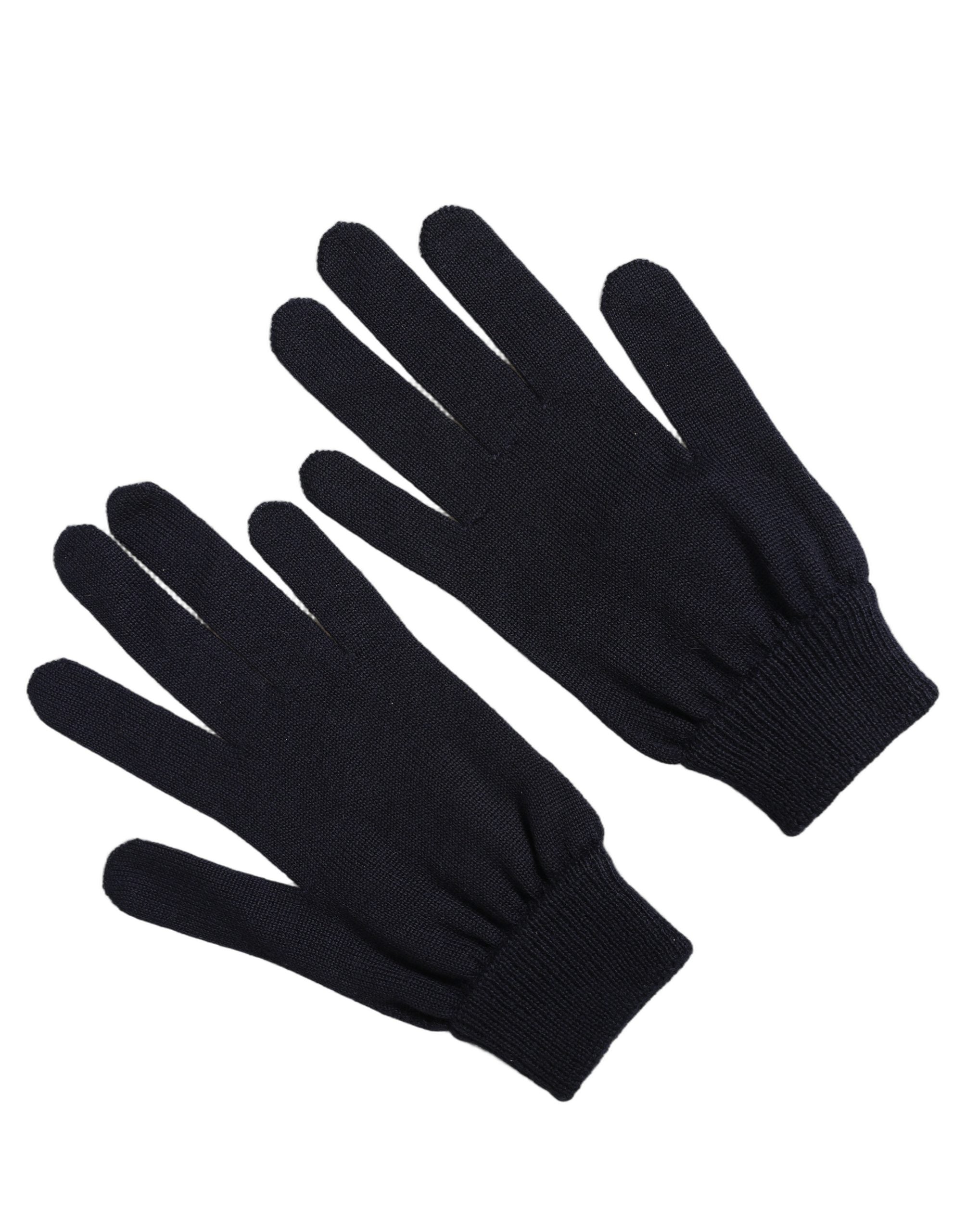 Dolce & Gabbana Men Dark Blue Cashmere Knitted Winter Gloves Dolce & Gabbana