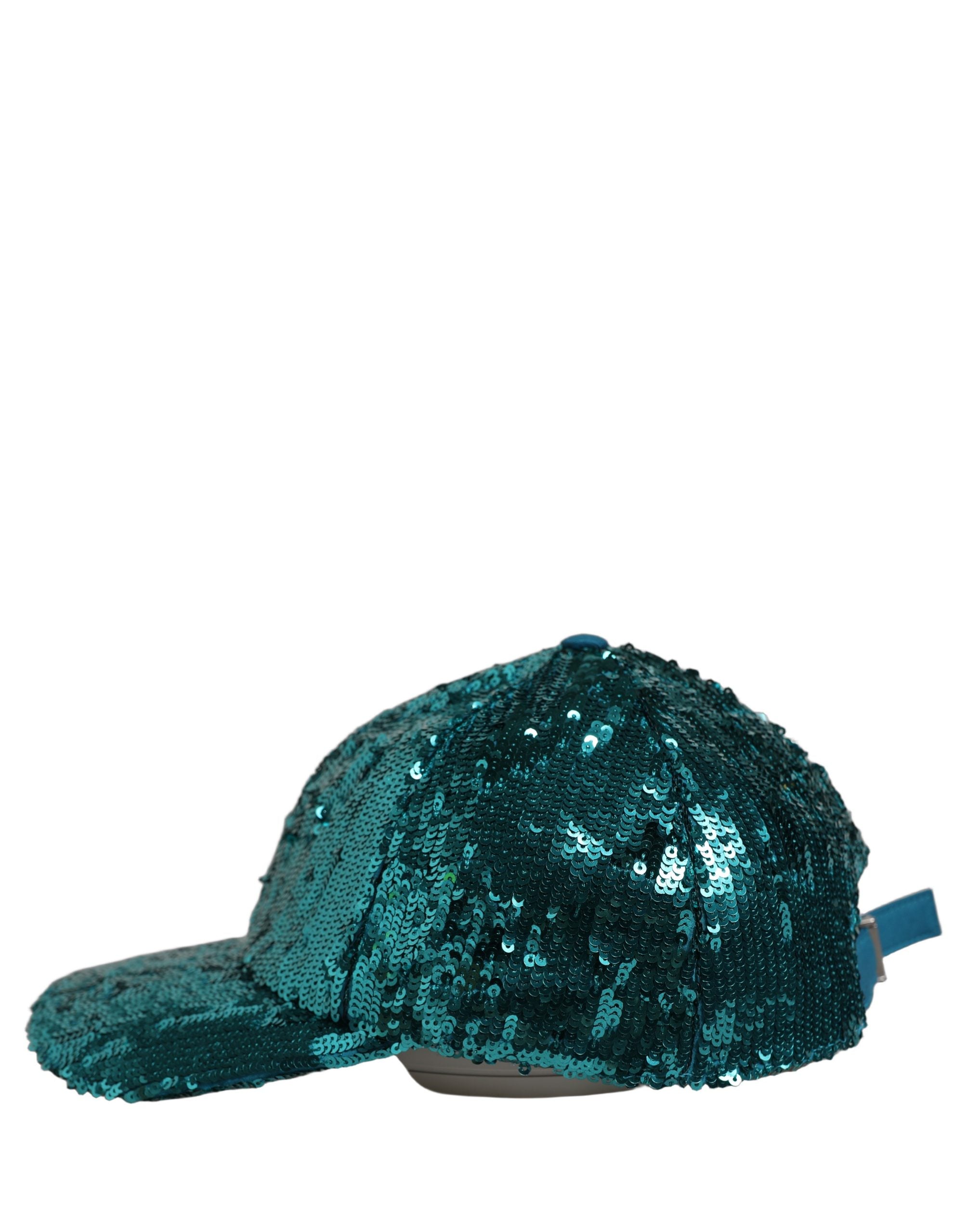 Dolce & Gabbana Men Green Cotton Sequin Baseball Cap 6 Panels Hat Dolce & Gabbana
