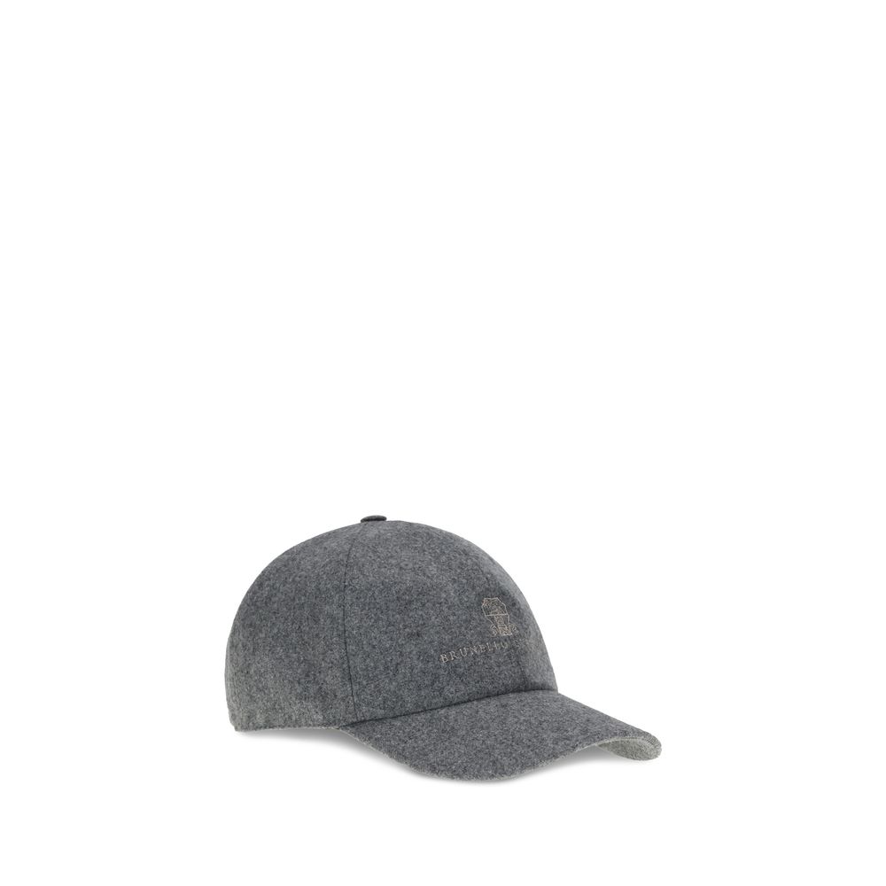 Brunello Cucinelli Gray Wool Oves Aries Cap (Baseball Hat) Brunello Cucinelli
