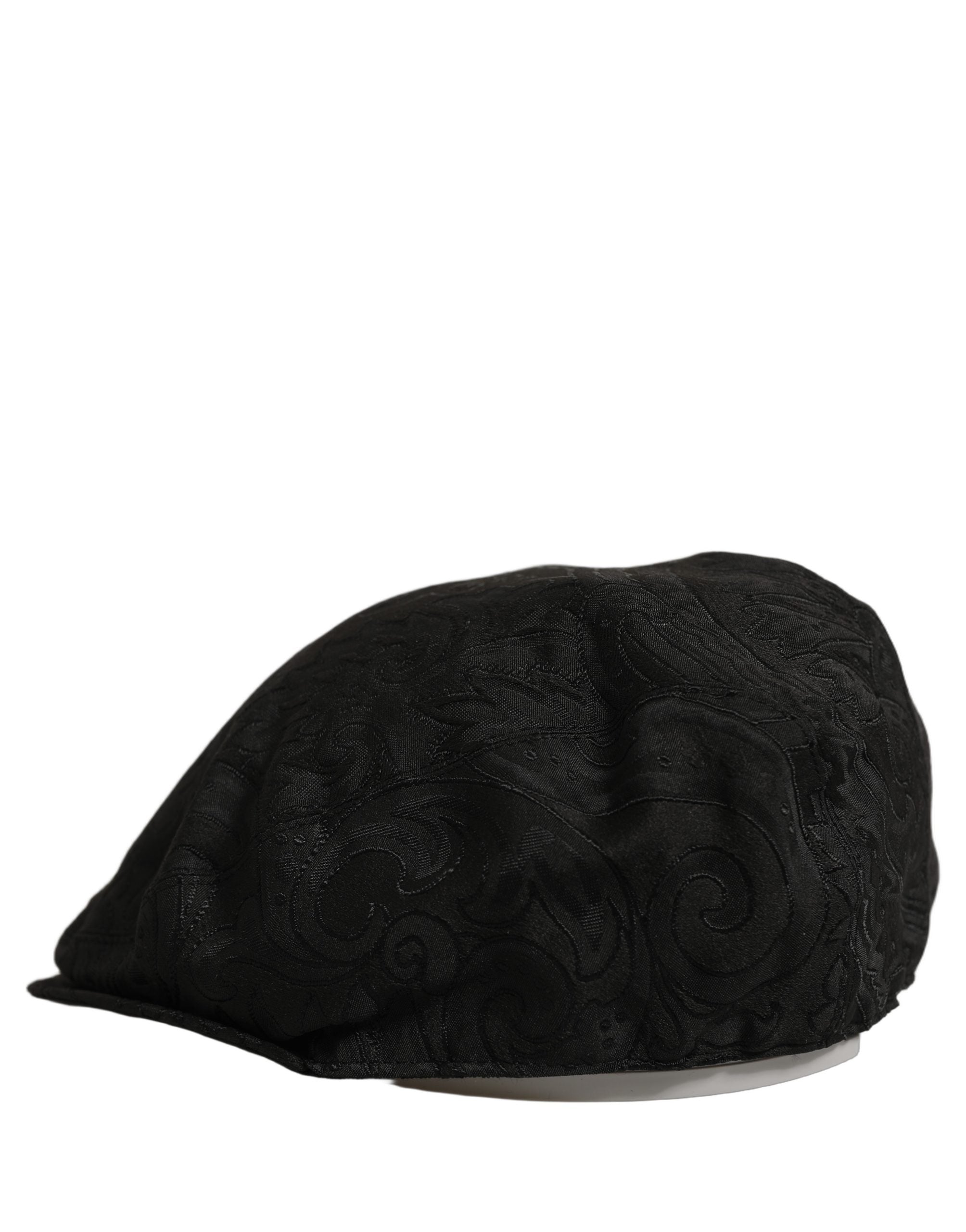 Dolce & Gabbana Men Black Floral Jacquard Newsboy Capello Hat Dolce & Gabbana