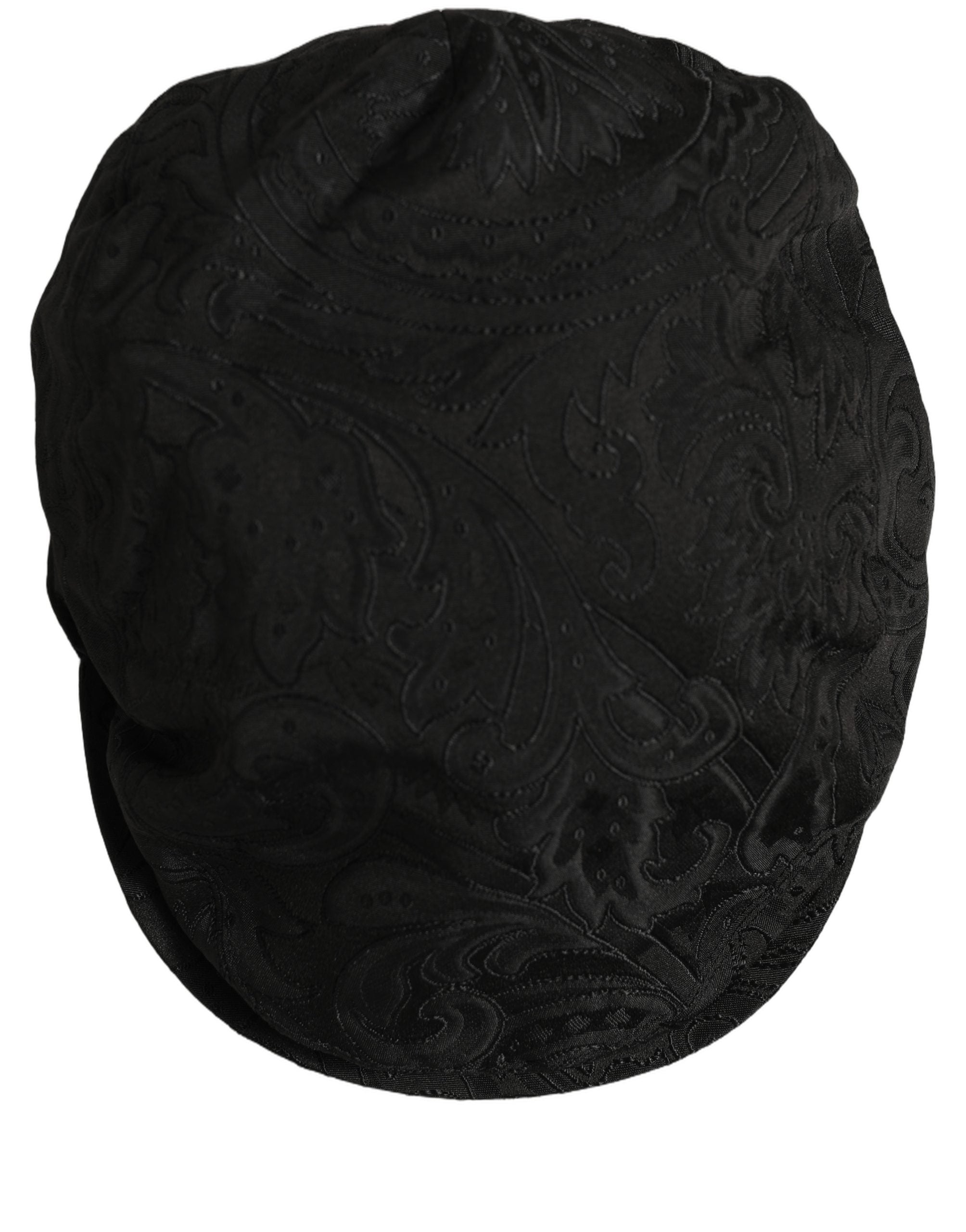 Dolce & Gabbana Men Black Floral Jacquard Newsboy Capello Hat Dolce & Gabbana