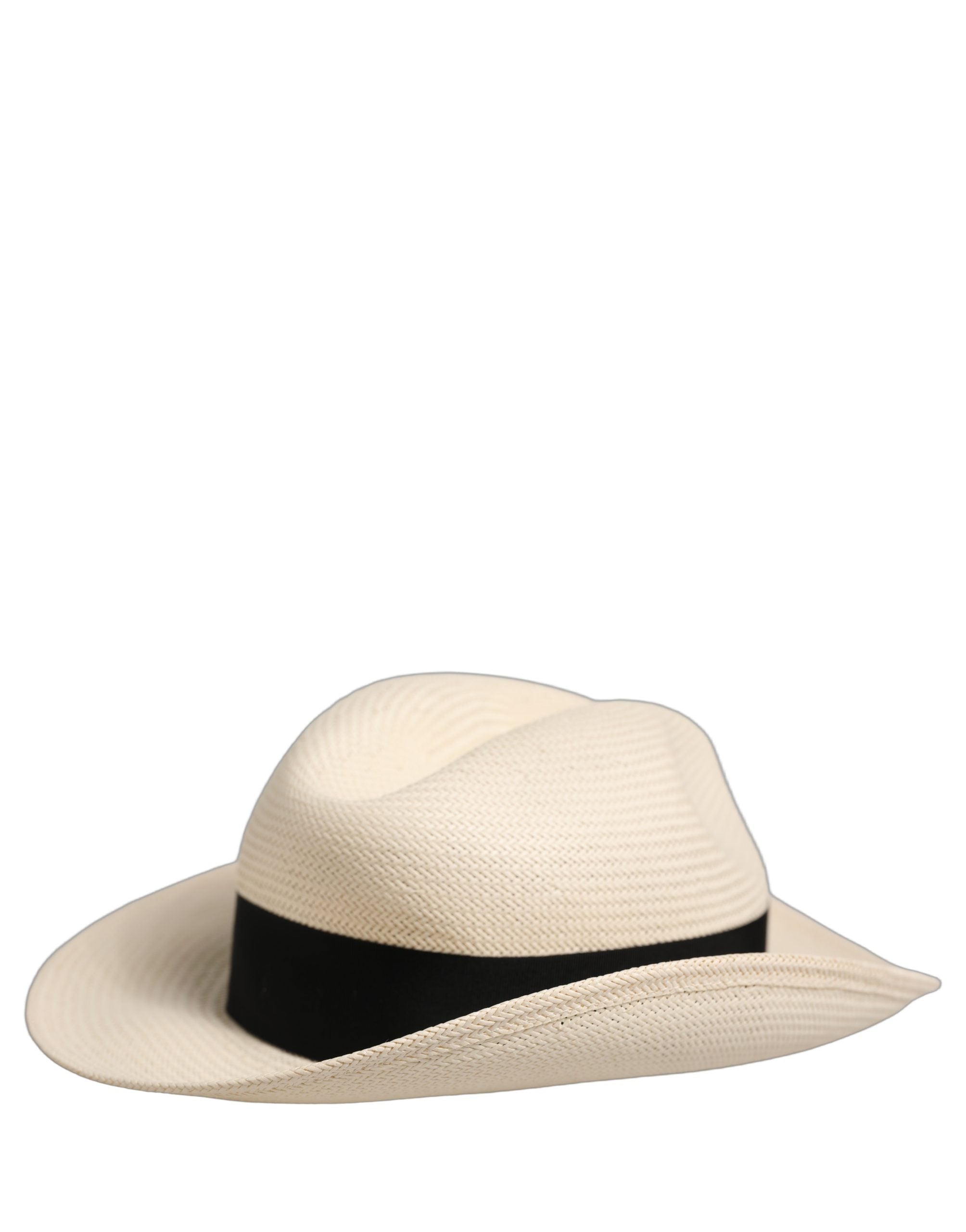 Dolce & Gabbana Men White Paper Straw Fedora Panama Capello Hat Dolce & Gabbana
