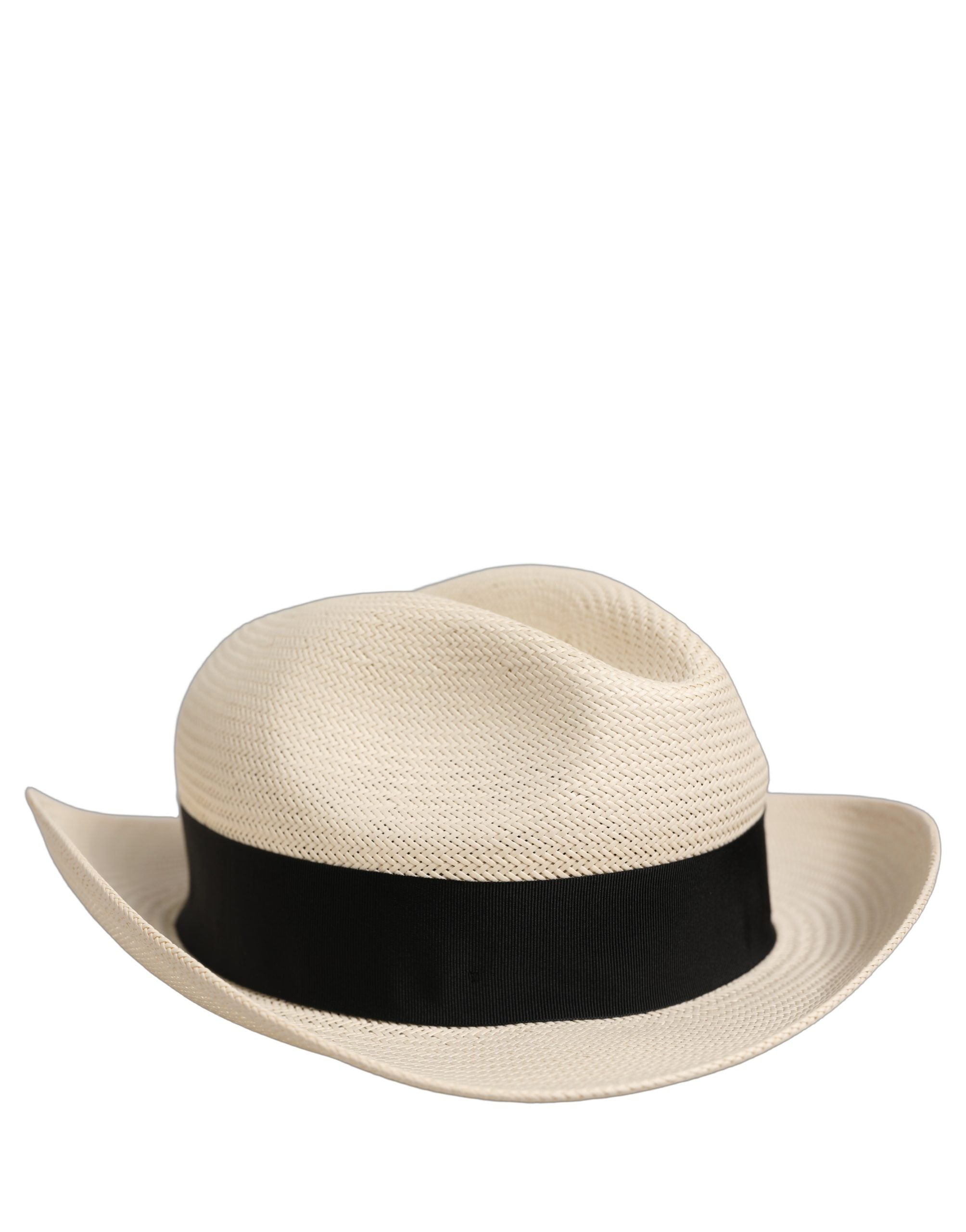 Dolce & Gabbana Men White Paper Straw Fedora Panama Capello Hat Dolce & Gabbana