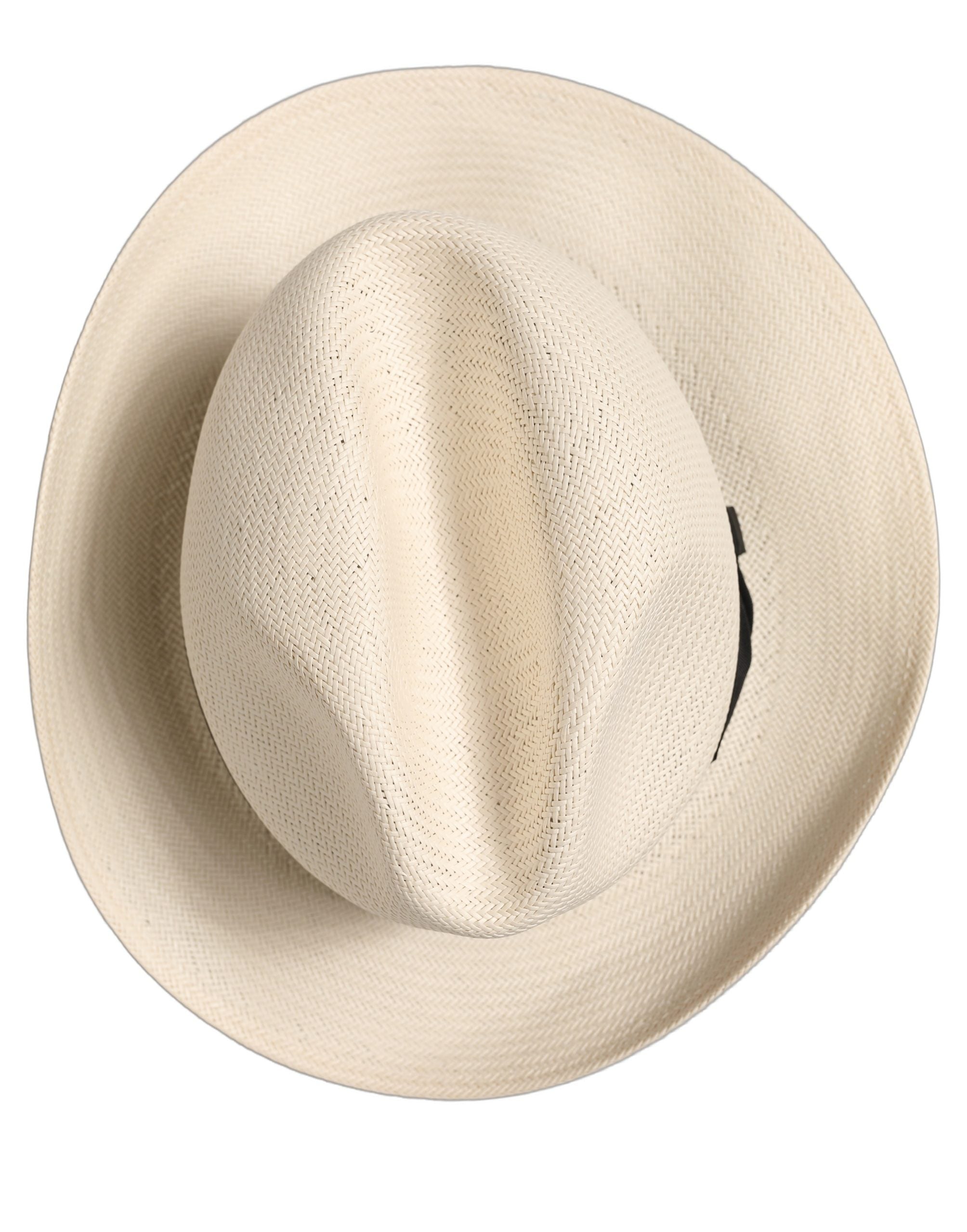Dolce & Gabbana Men White Paper Straw Fedora Panama Capello Hat Dolce & Gabbana