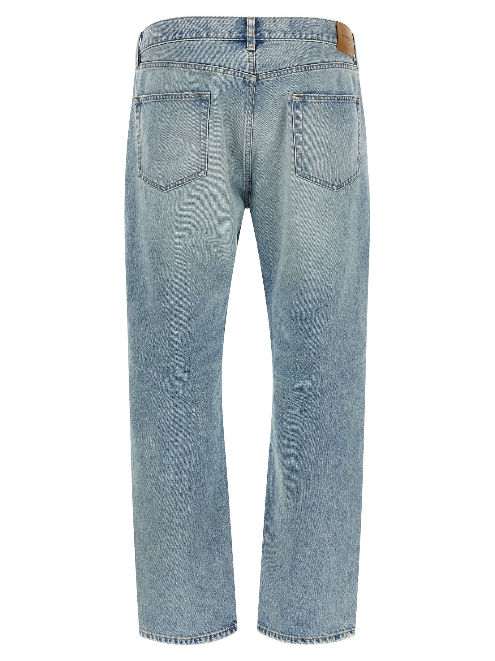 Saint Laurent Blue Cotton Straight-Leg Jeans Saint Laurent