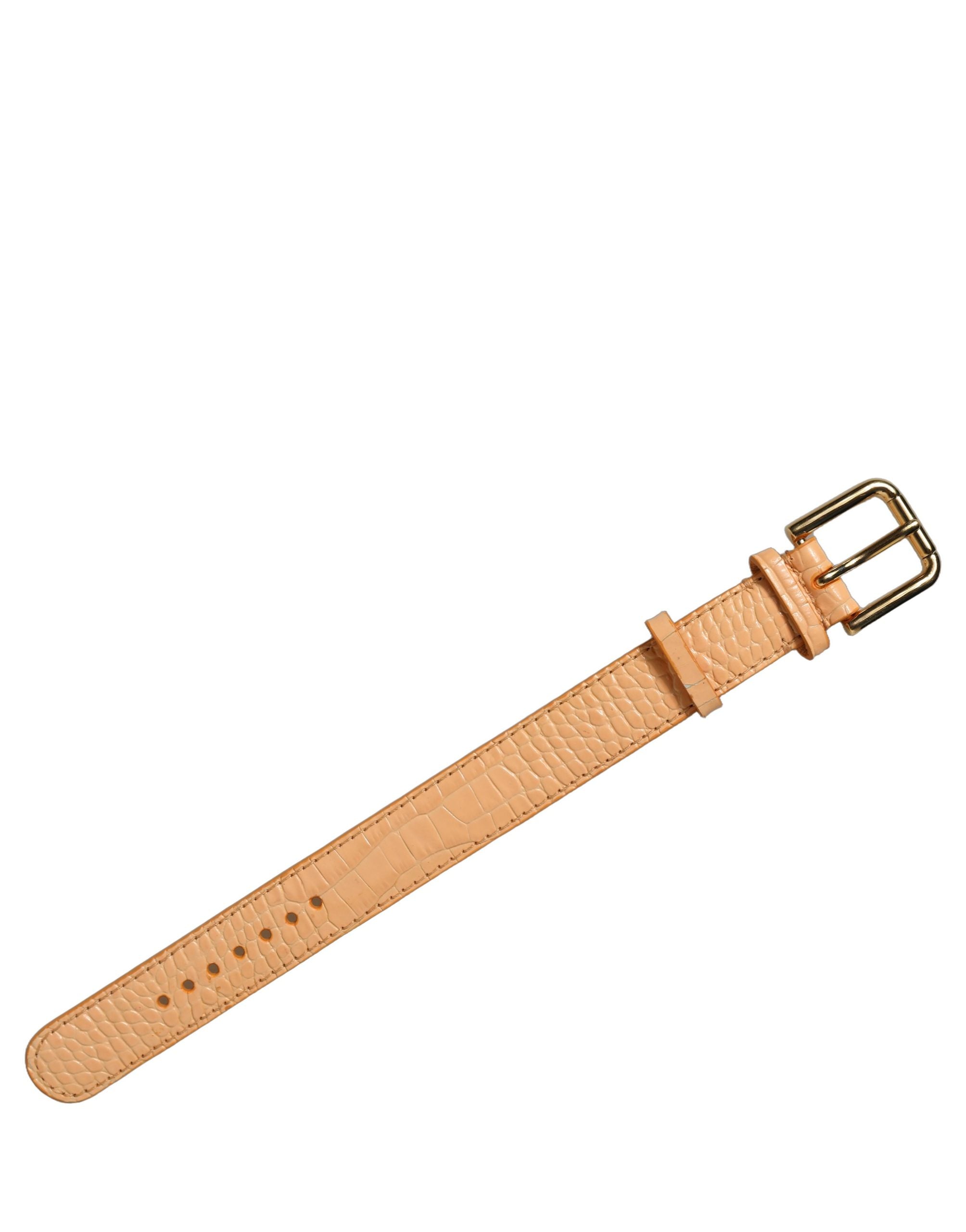 Dolce & Gabbana Beige Embossed Leather Gold Buckle Belt Strap Bracelet Dolce & Gabbana