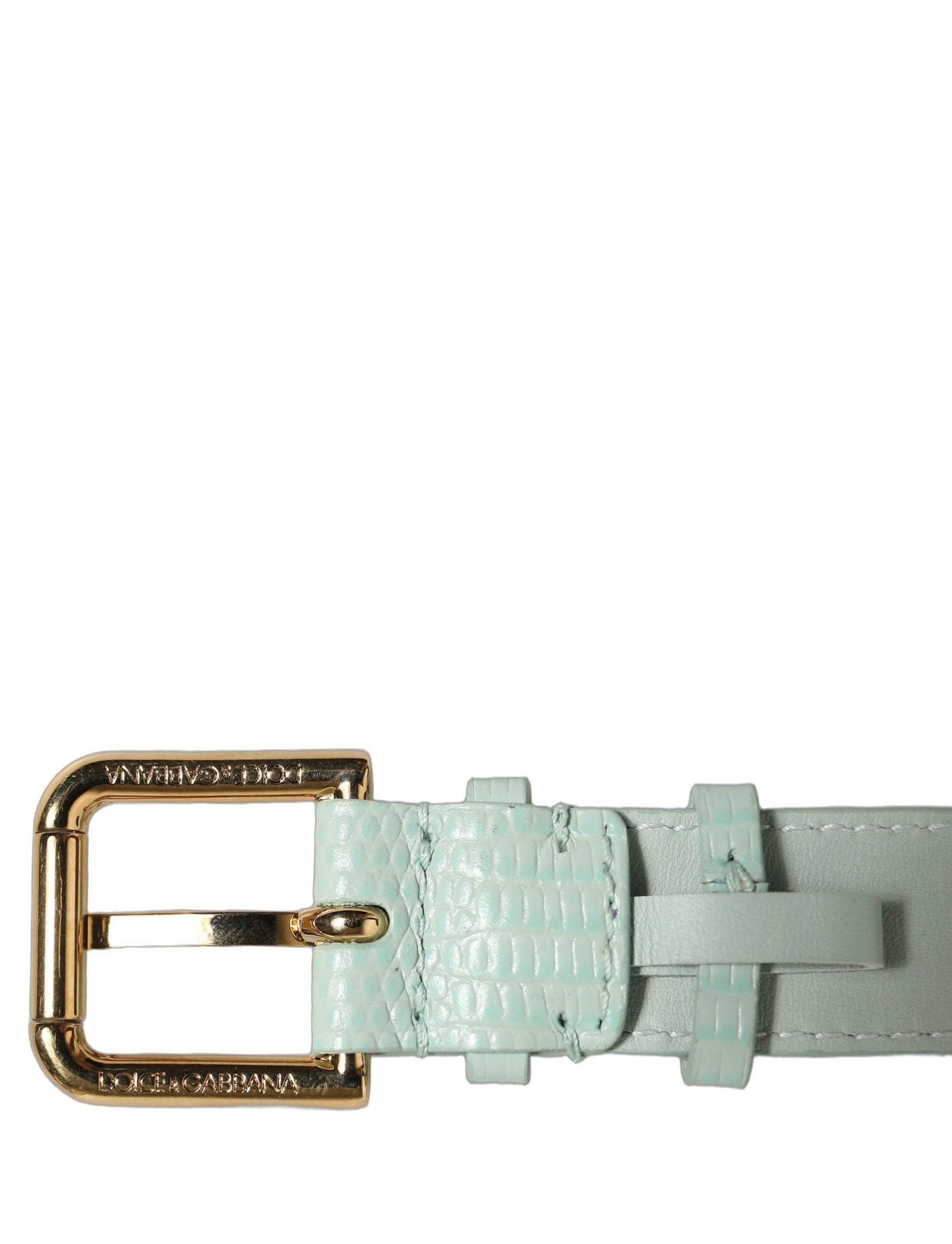 Dolce & Gabbana Green Textured Leather Gold Buckle Belt Strap Bracelet Dolce & Gabbana