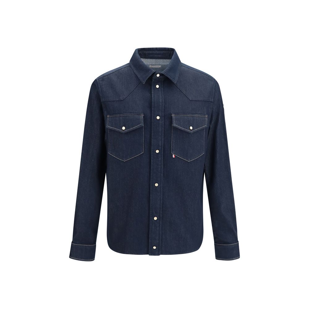 Moncler Blue Cotton Denim Jacket Moncler