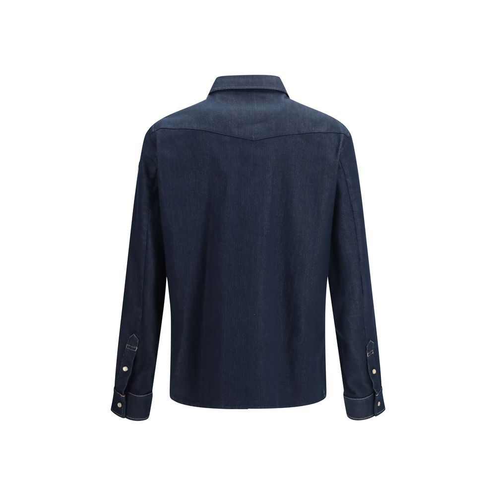 Moncler Blue Cotton Denim Jacket Moncler