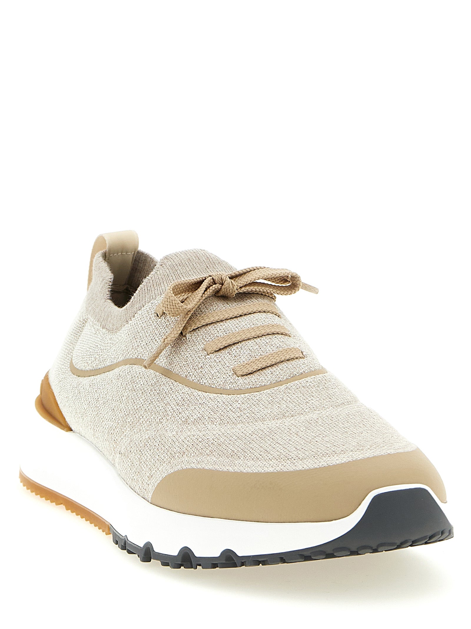 Brunello Cucinelli Beige Cotton Athletic Sneakers Brunello Cucinelli
