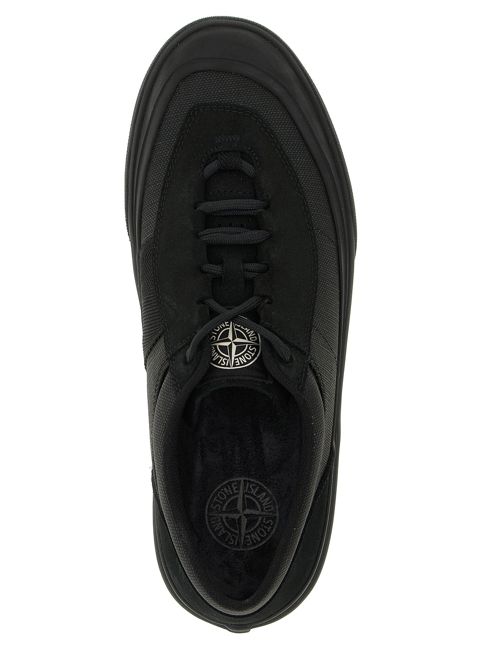 Stone Island Black Cotton Low Top Sneakers Stone Island
