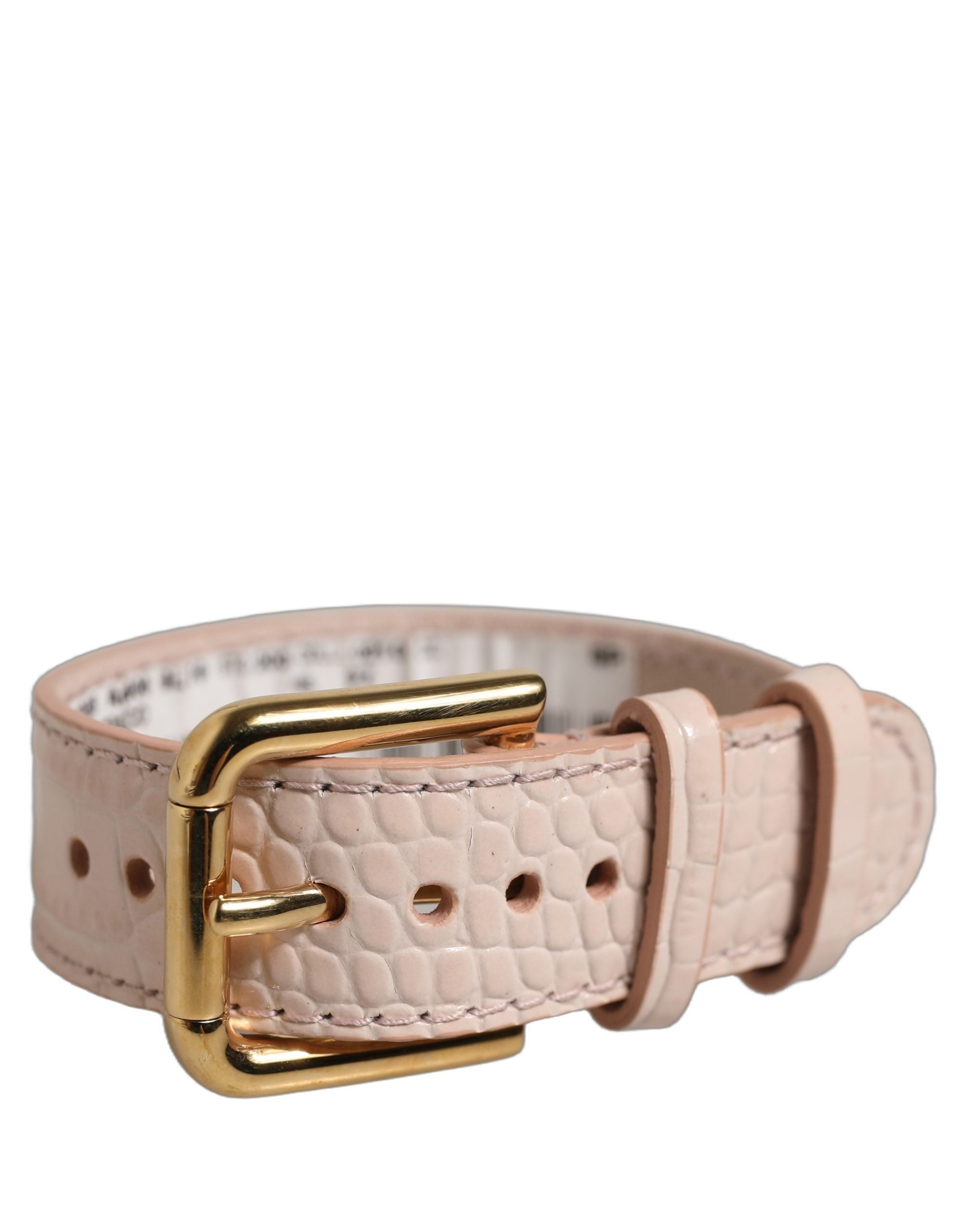 Dolce & Gabbana Pink Embossed Leather Gold Buckle Belt Strap Bracelet Dolce & Gabbana