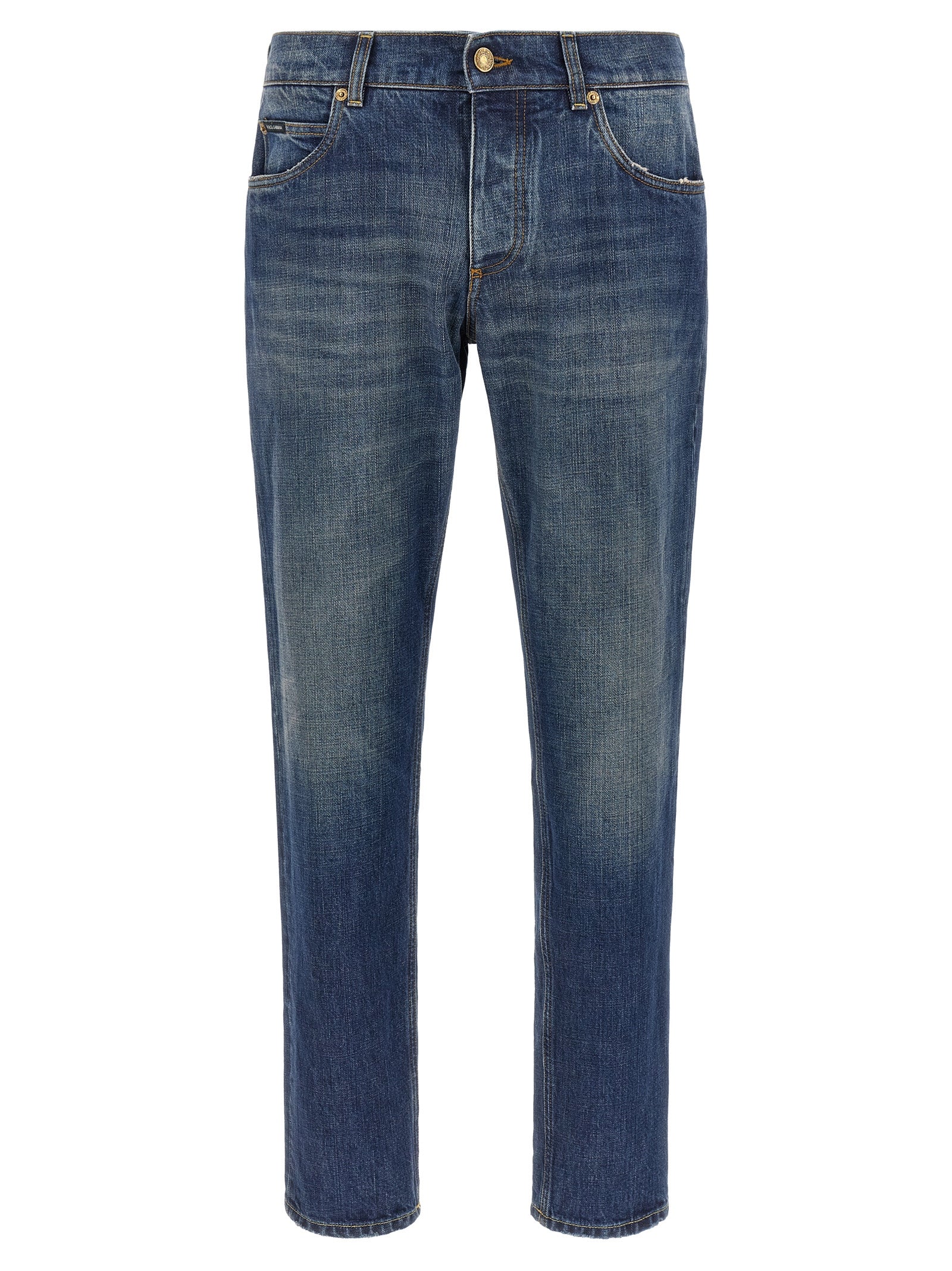 Dolce & Gabbana Blue Cotton Straight-Leg Jeans Dolce & Gabbana