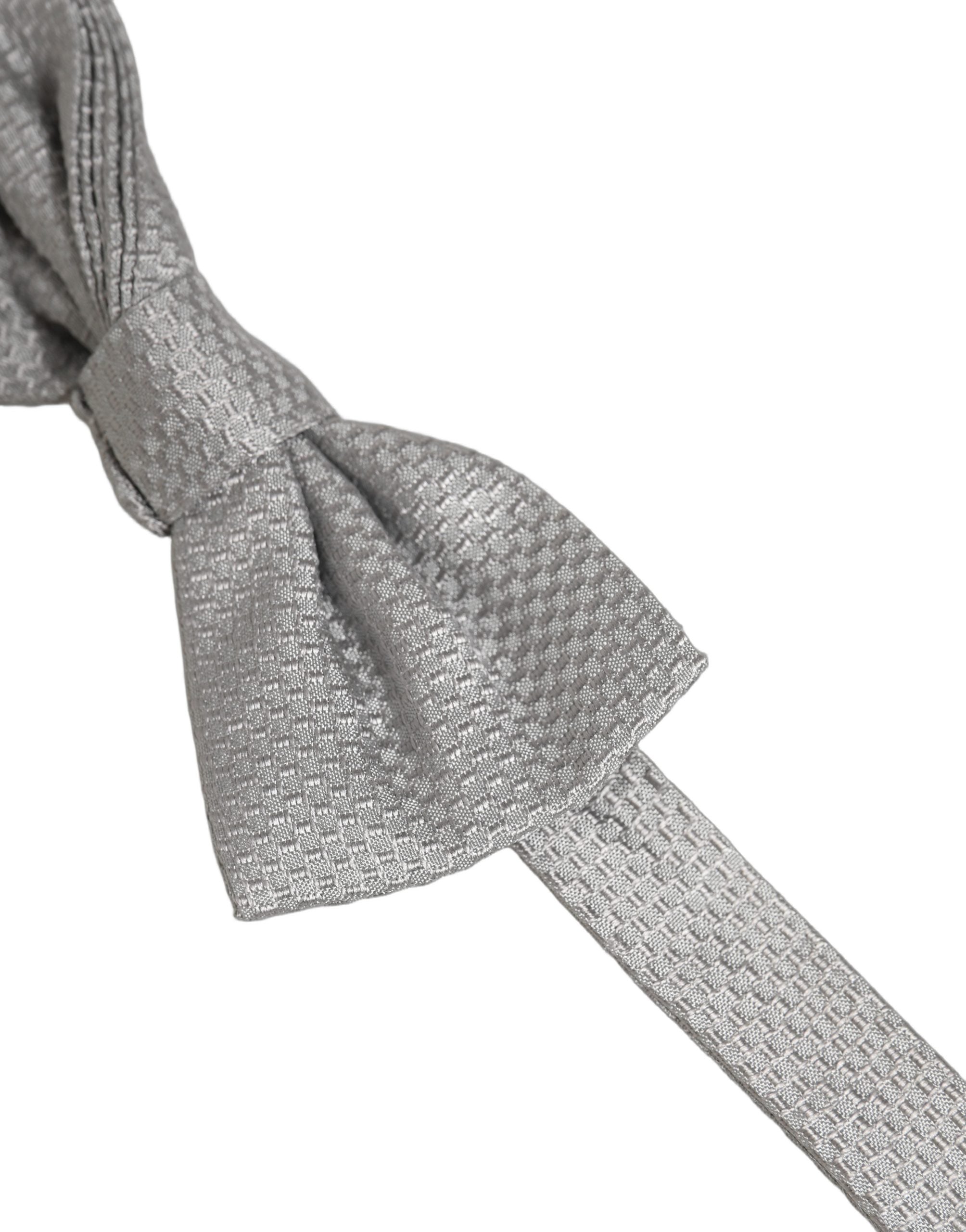 Dolce & Gabbana Men Gray 100% Silk Adjustable Neck Papillon Bow Tie Dolce & Gabbana