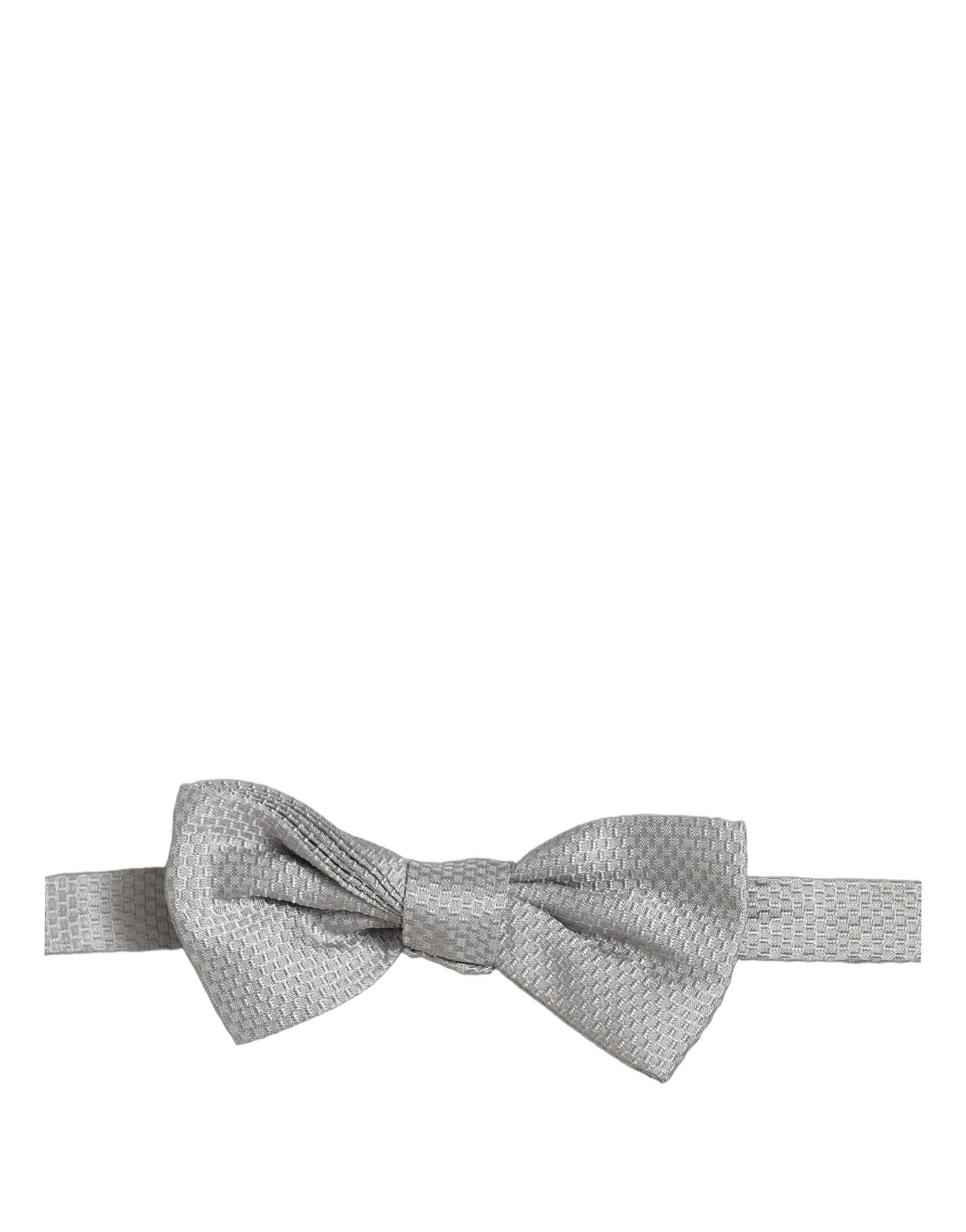 Dolce & Gabbana Men Gray 100% Silk Adjustable Neck Papillon Bow Tie Dolce & Gabbana